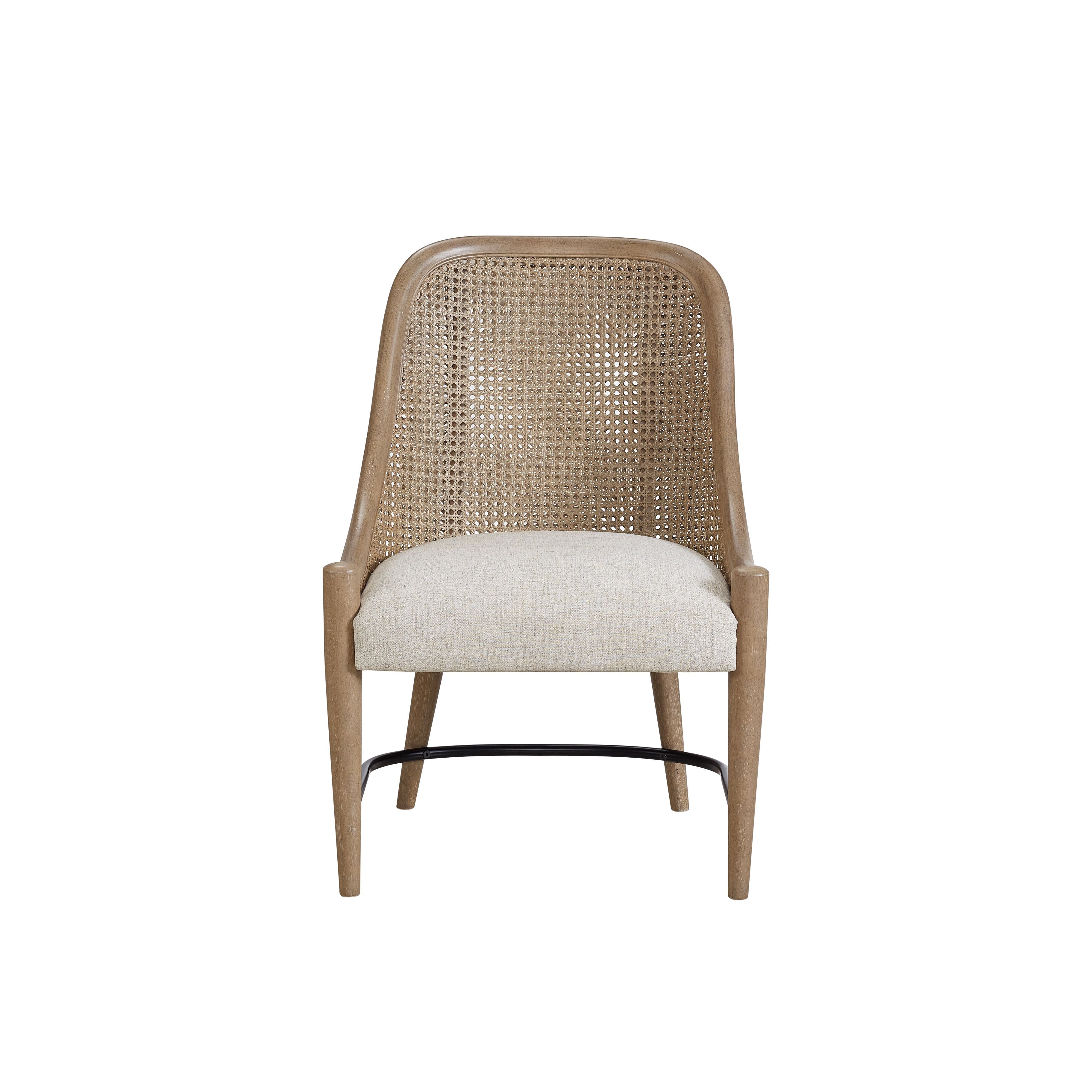 Dining Chair with Cane Back and Upholstered Seat, Set of 2