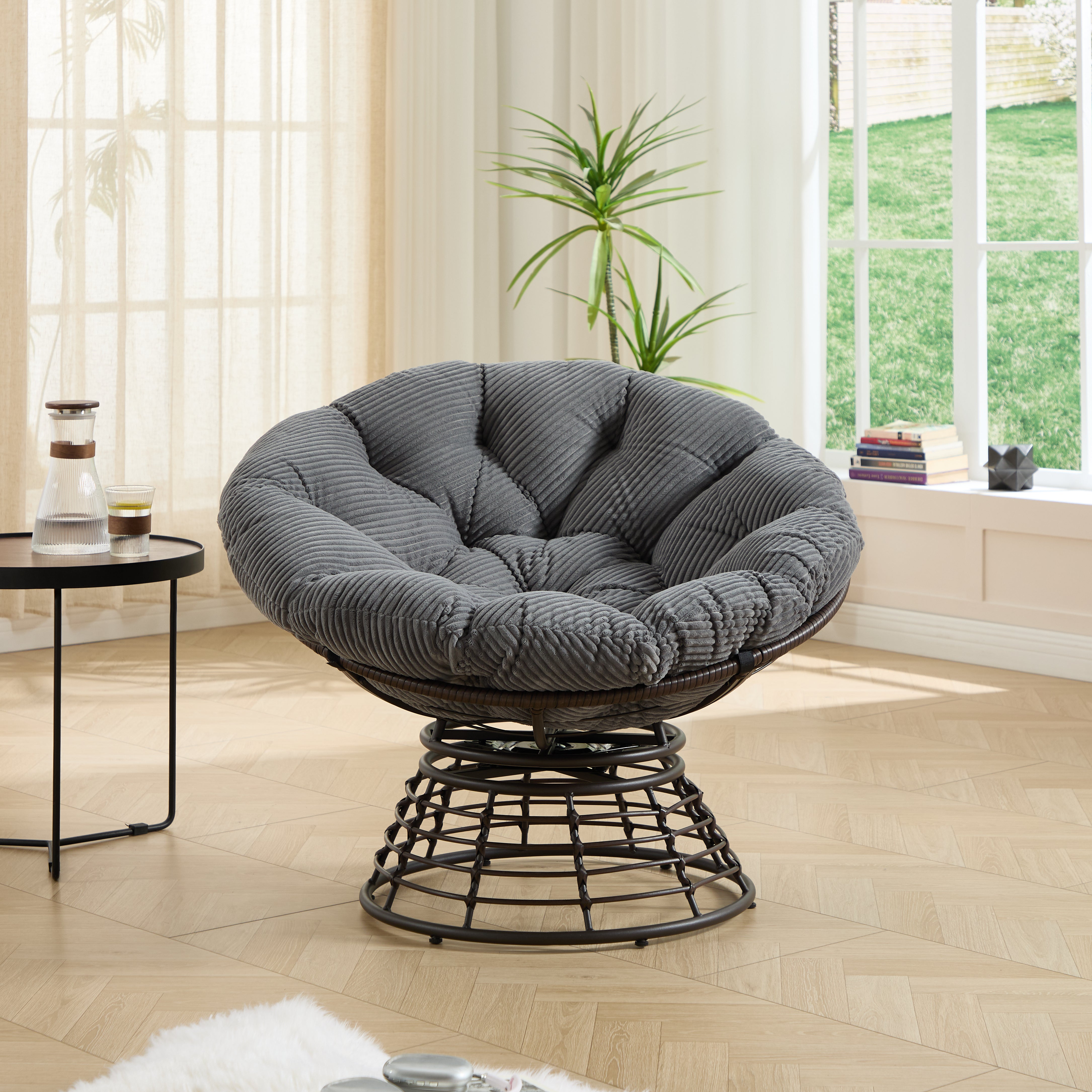 The Original Papasan™ 360° Swivel Indoor Outdoor Wicker Papasan Chair with Soft Thick Cushion