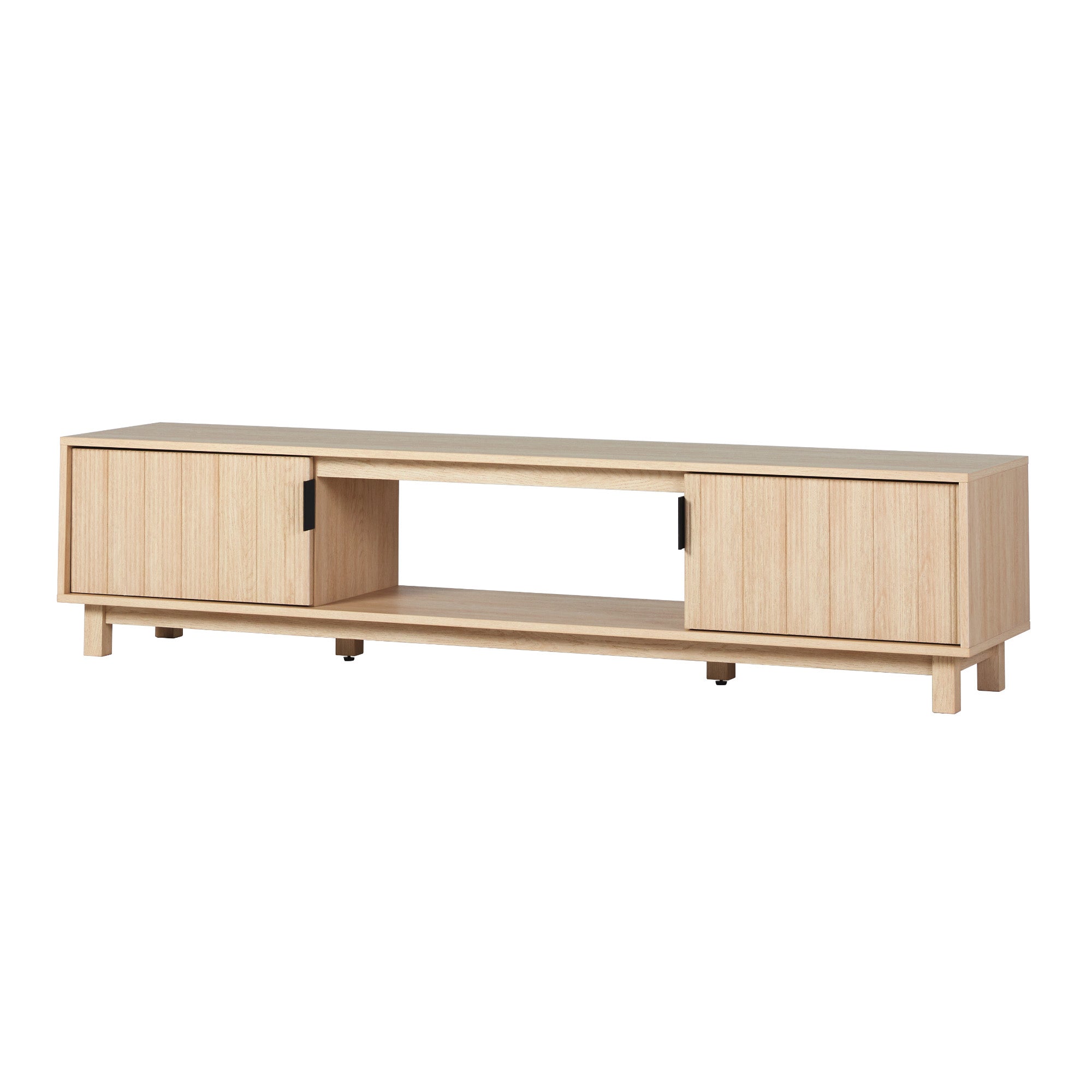 Vibrato Fluted-Door TV Stand with Open Shelf