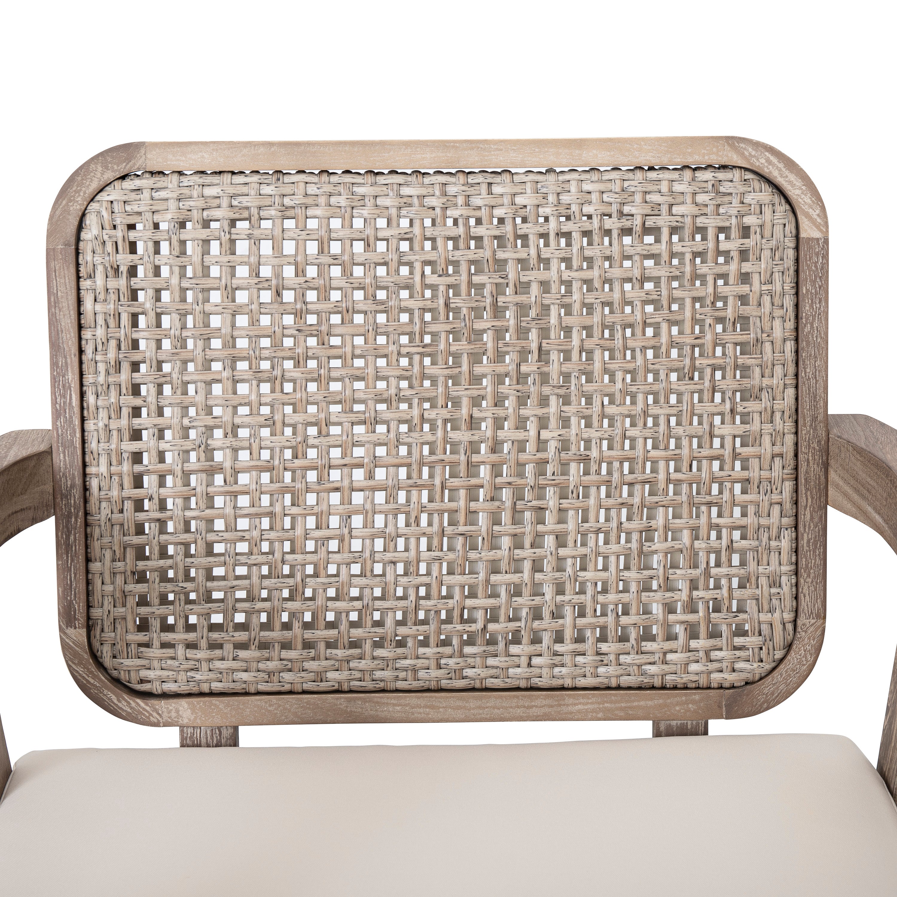 Outdoor Club Chair with Weaving Pattern Back and Deep Seat Cushion, Set of 2