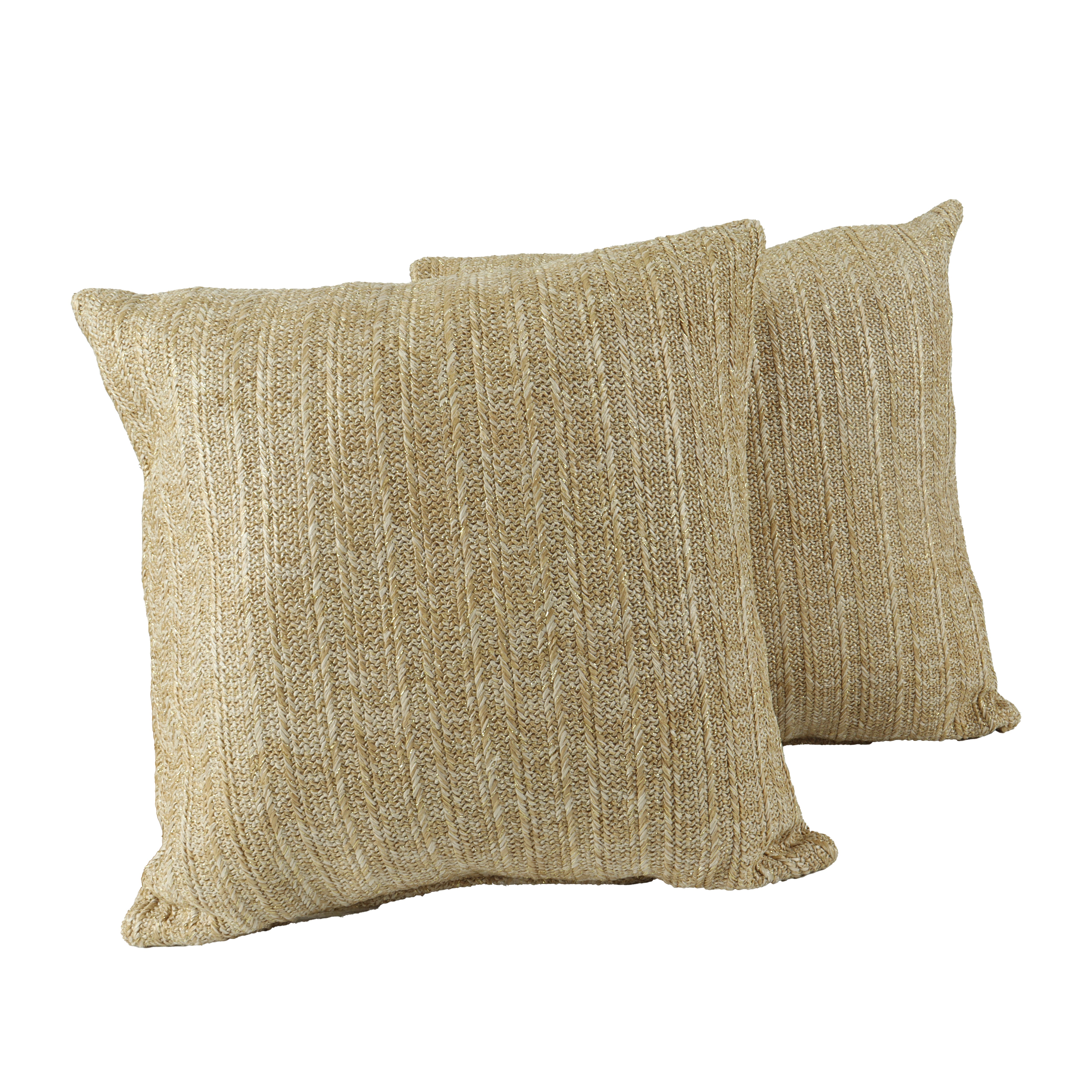 Natural Woven Outdoor Square Pillows, Set of 2