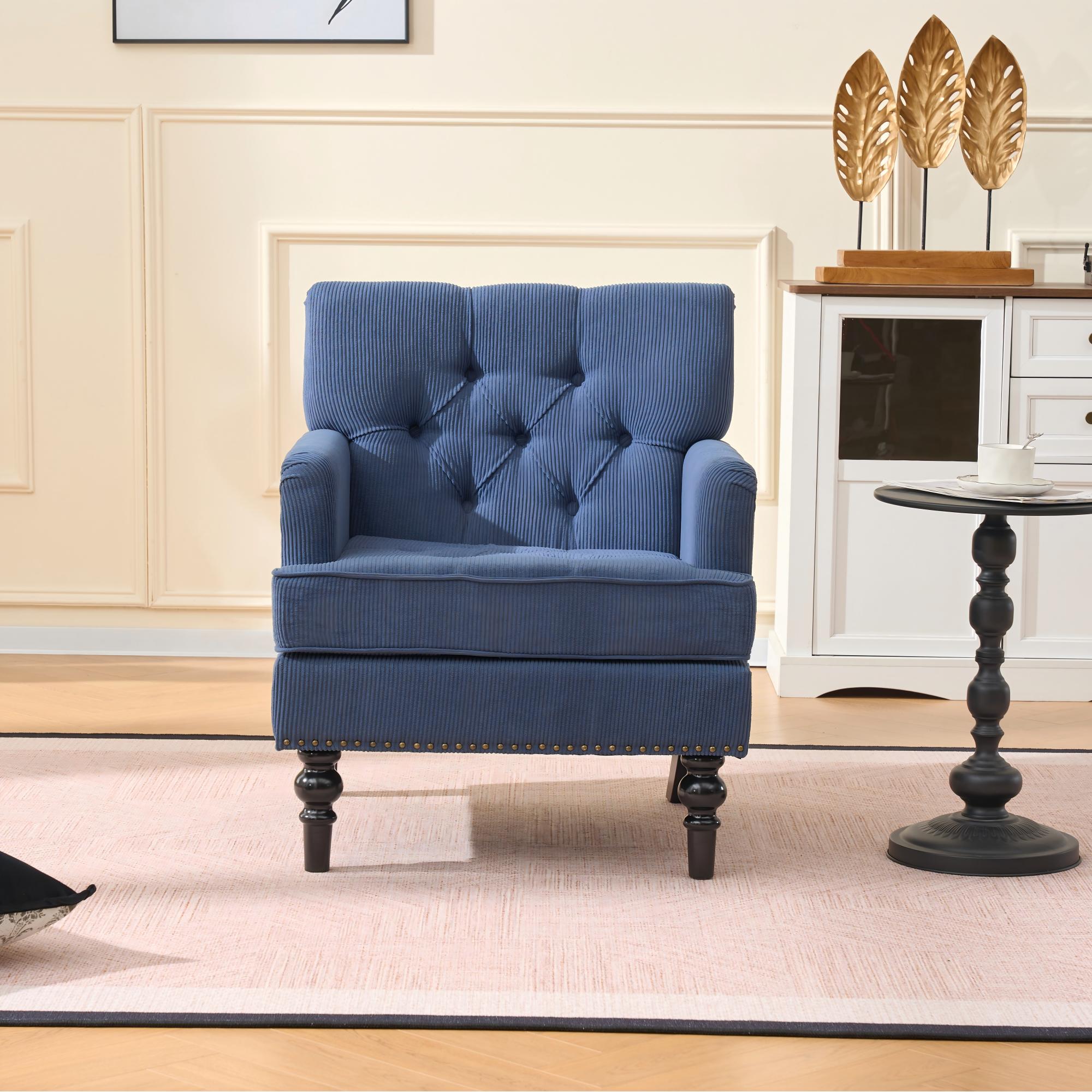 Upholstered Button-Tufted Club Accent Chair