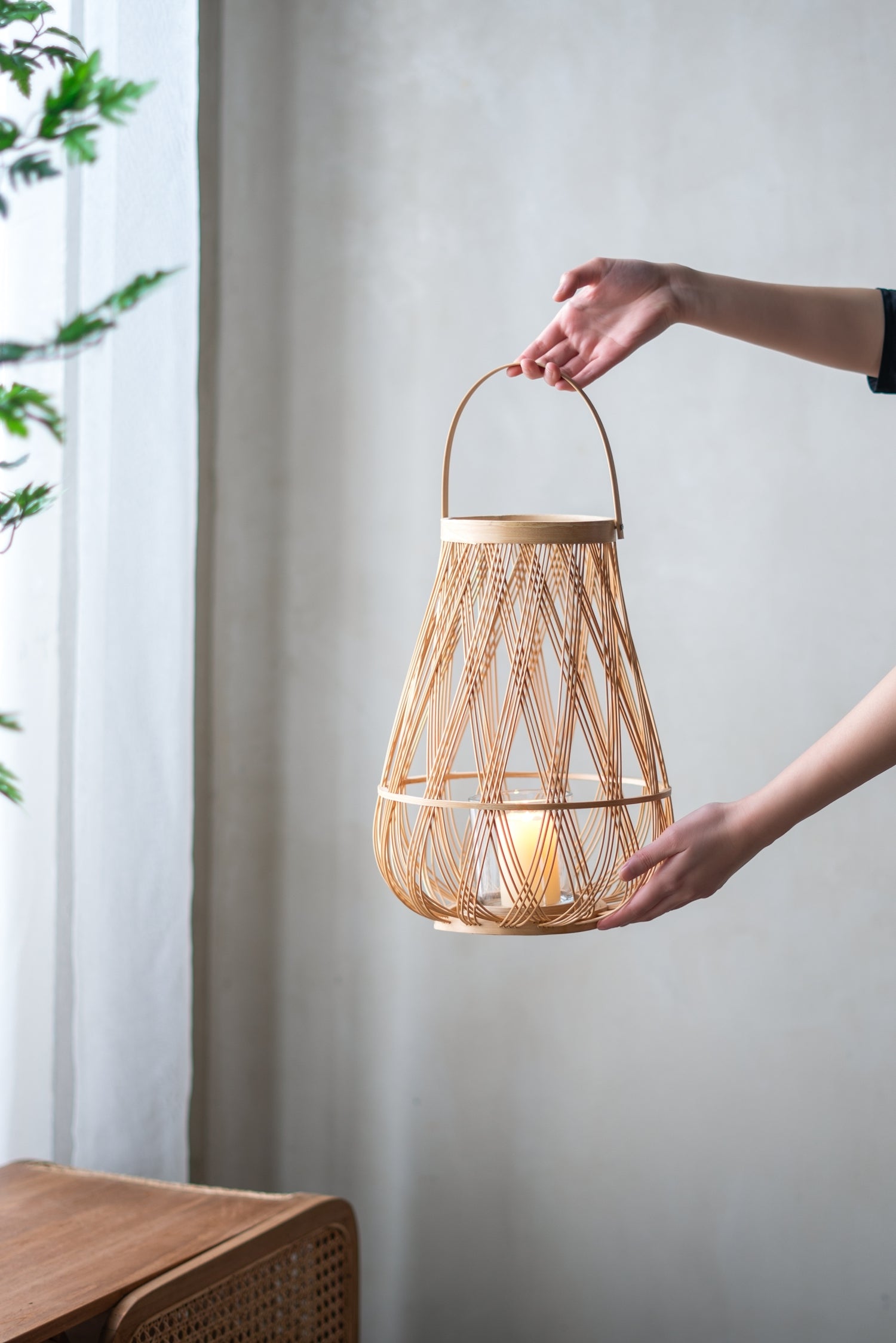 Sienna Bamboo Lantern with Rope Handle
