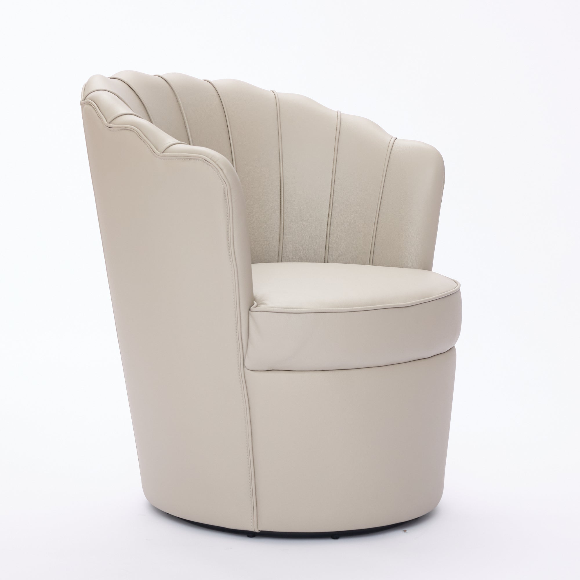 Genuine Top-Grain Leather Swivel Wing-Back Accent Chair