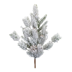 Flocked Mixed Pine Spray with Pinecone (Set of 6)