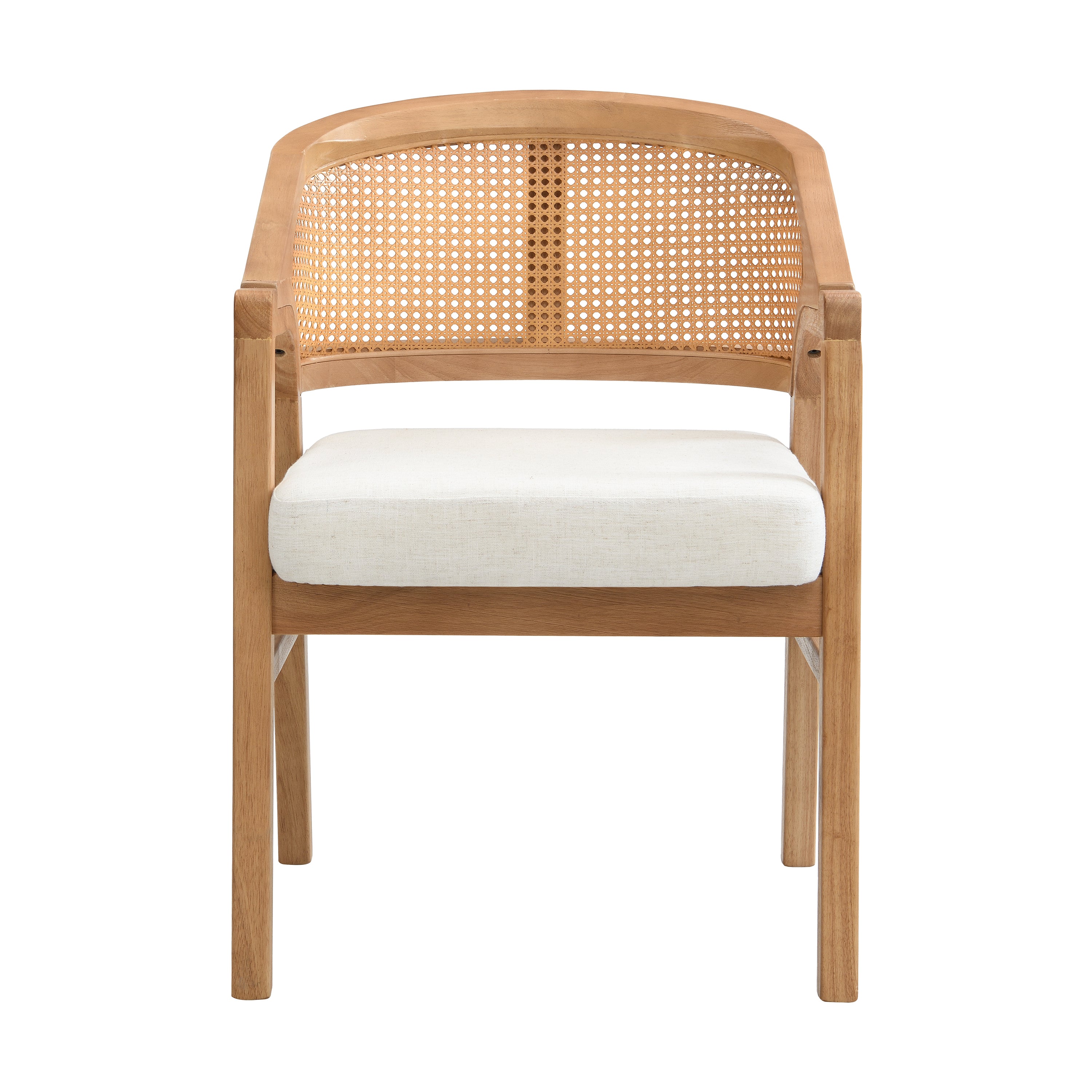 Wooden Frame Dining Chair with Rattan Back, Set of 2