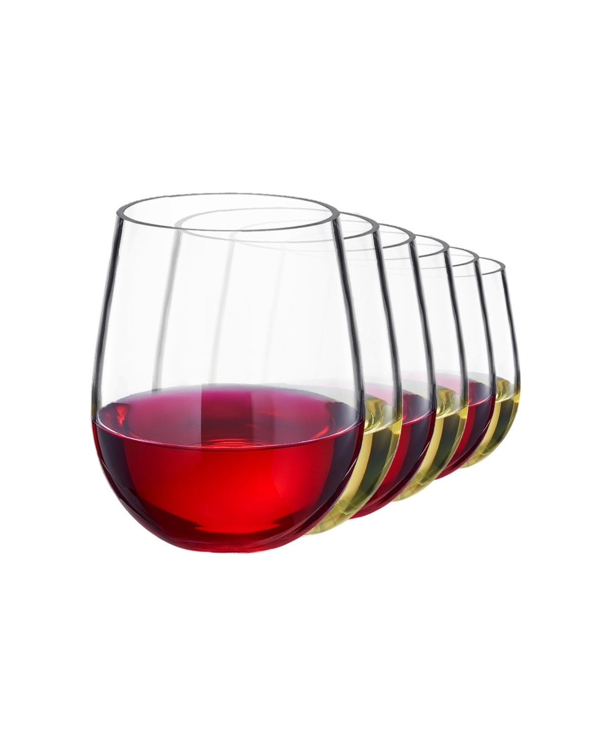 Unbreakable Stemless Plastic Wine Glasses Set of 6