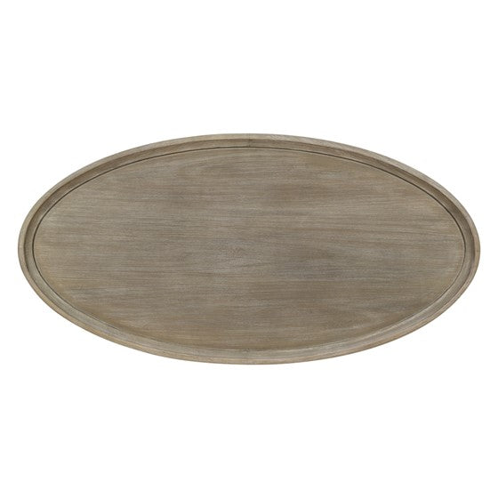 Oval Coffee Table with Open Shelf and Turned Legs