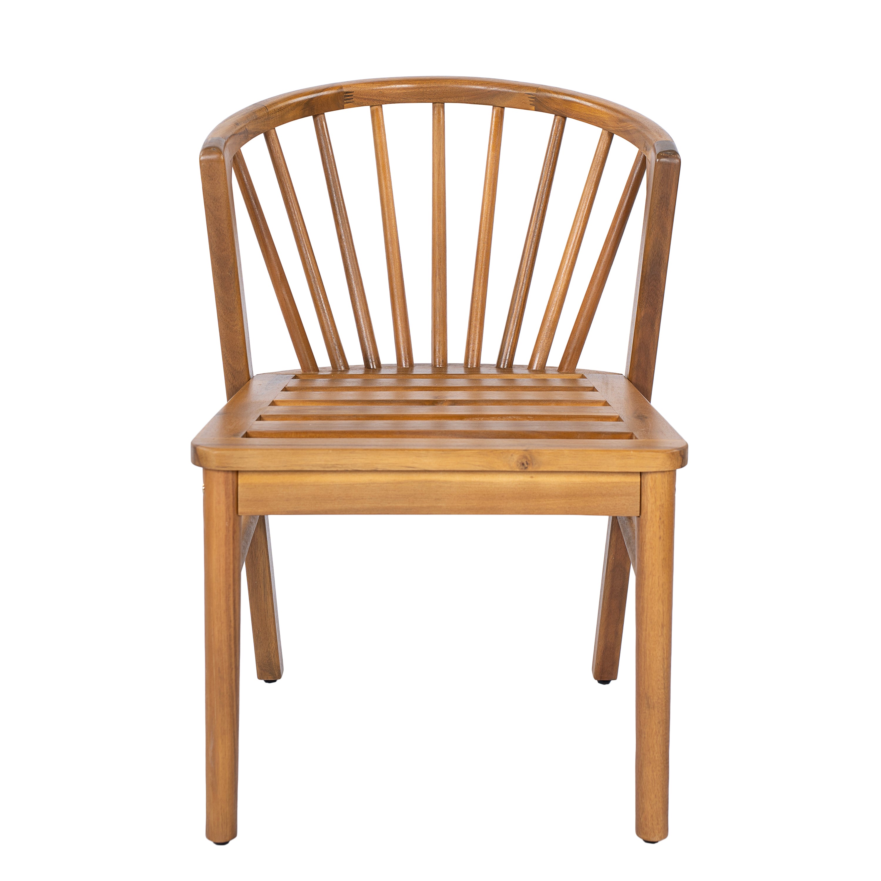 Outdoor Acacia Wood Patio Dining Chairs with Cream Washable Cushion, Set of 2