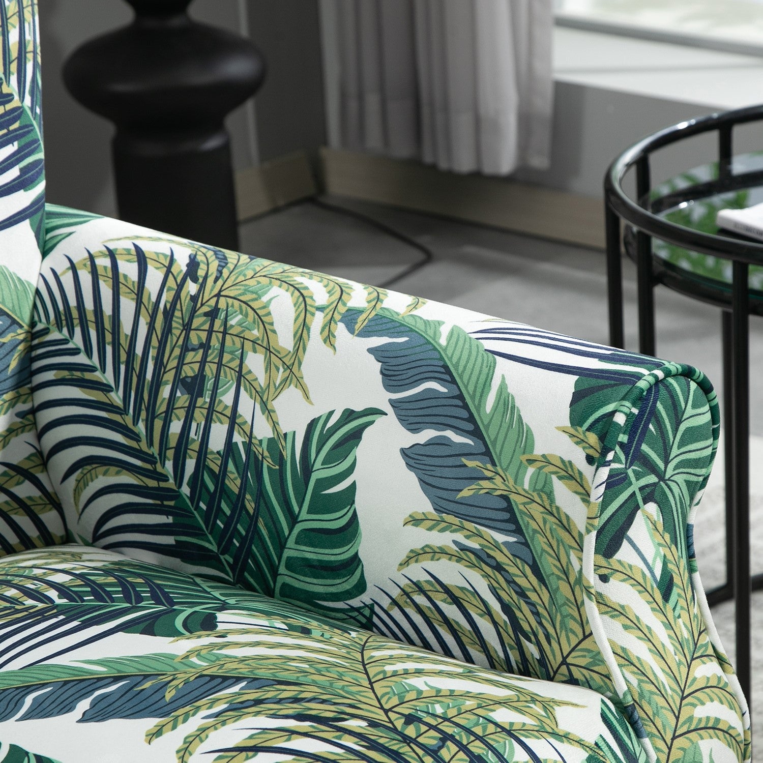 Palm Pattern  Wingback Accent Chair