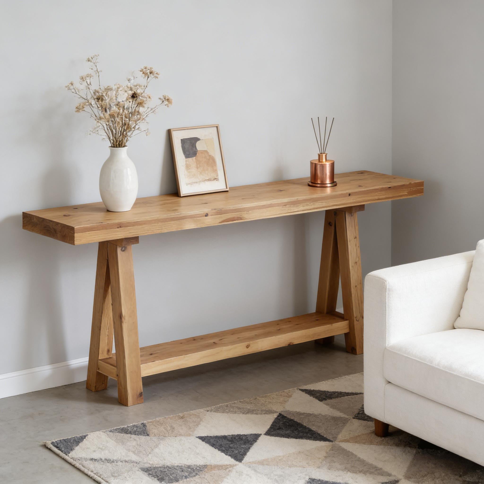 Trestle Style Wood Console Table