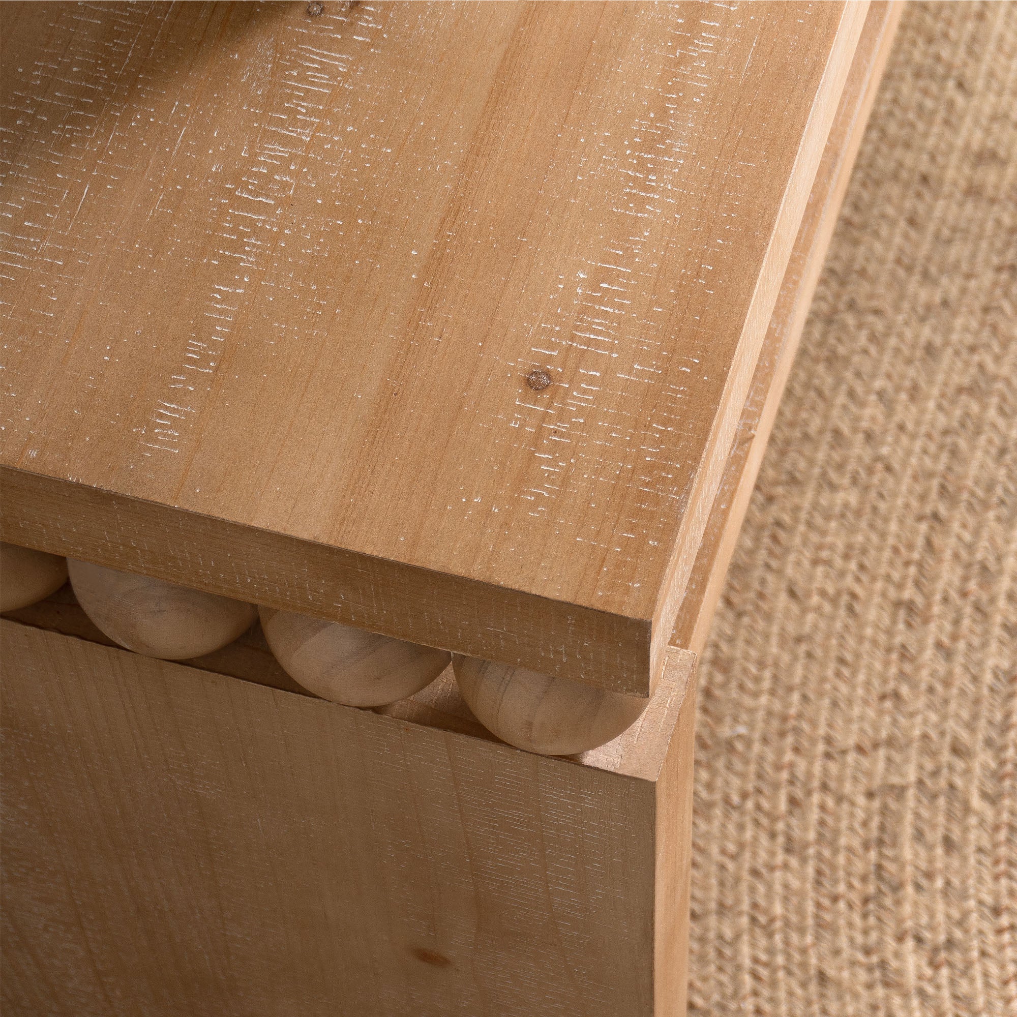 Modern Rustic Console Table with Shelf & Decorative Bead Detail