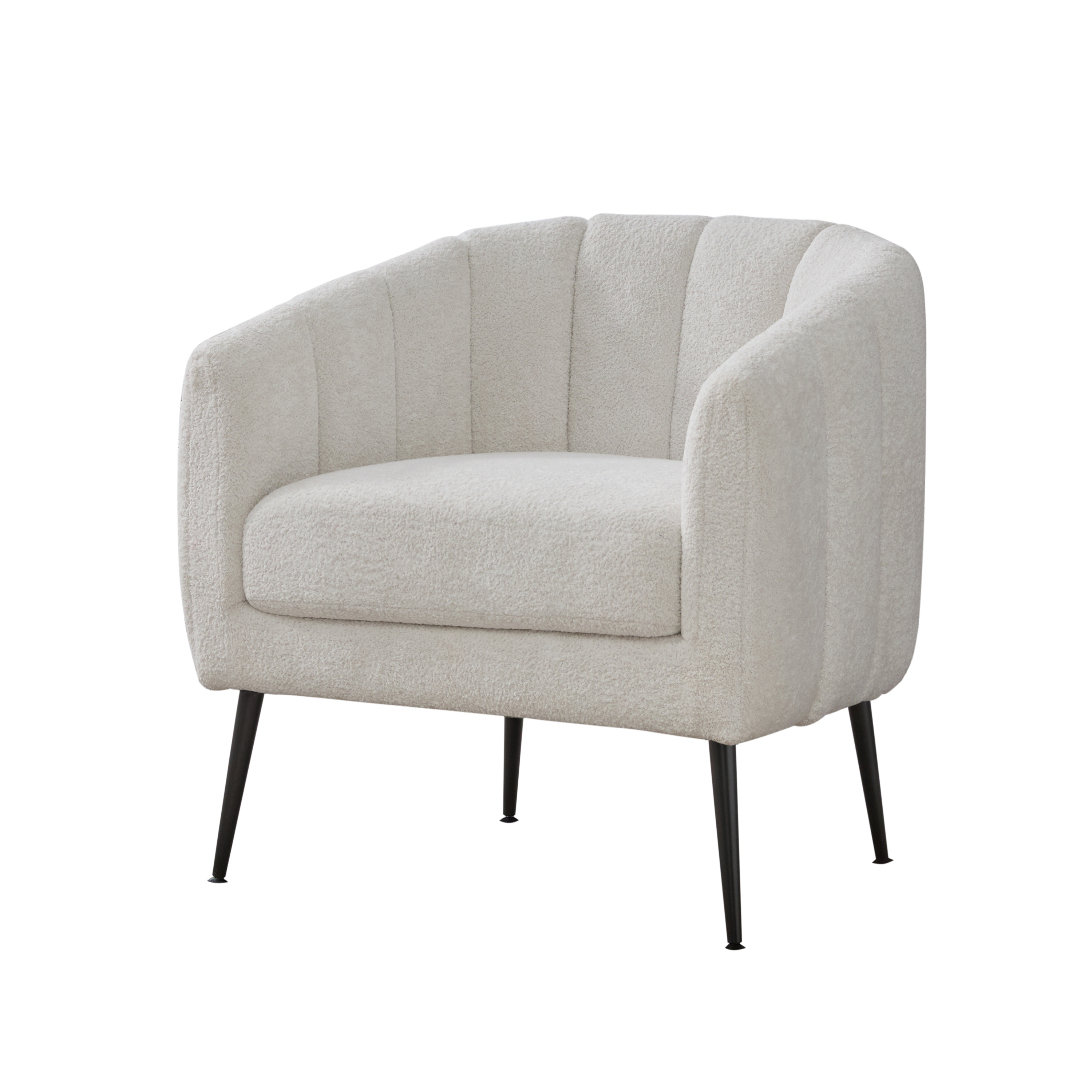 Channel Tufted Chenille Vanity Barrel Accent Chair with Metal Legs