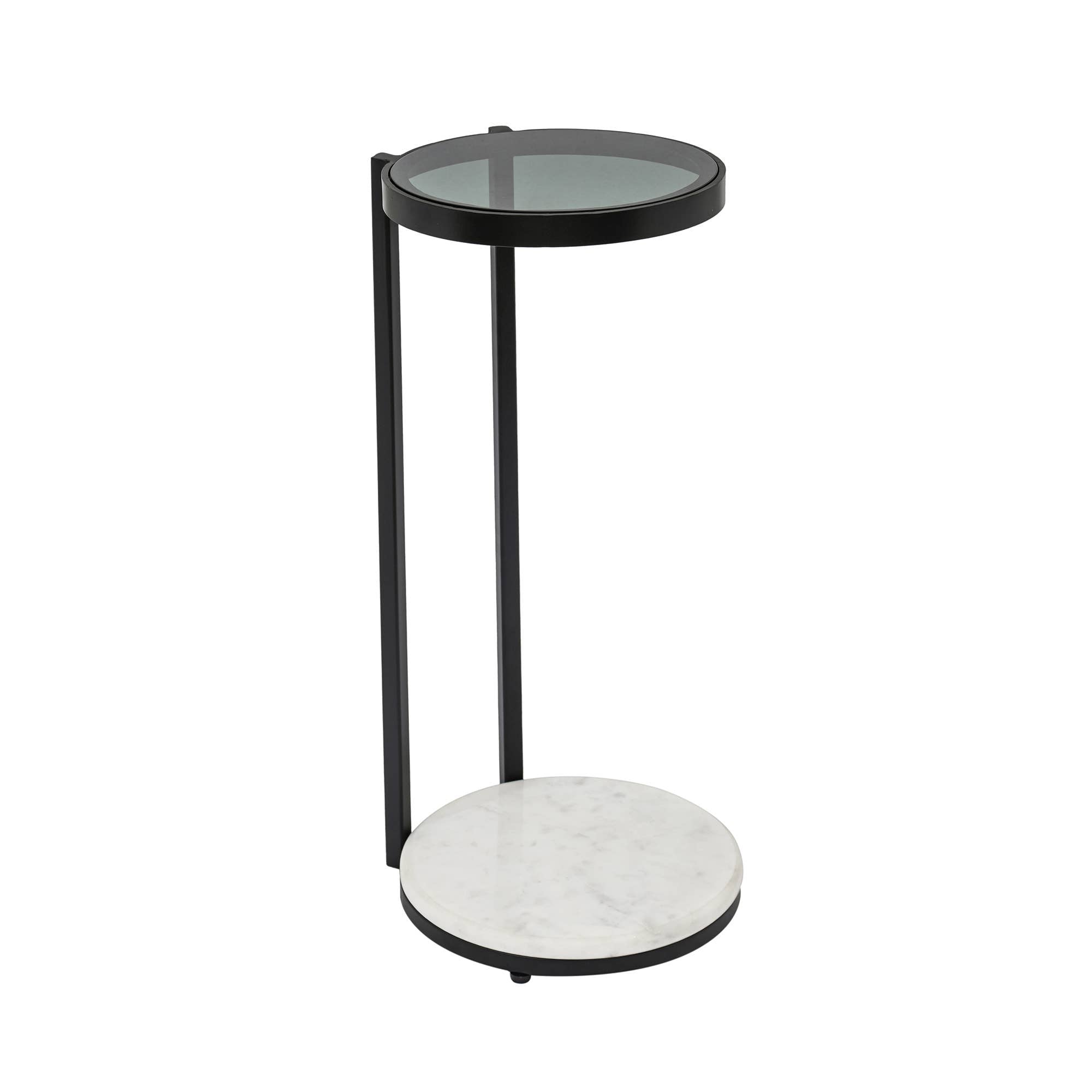 Drink Table with Glass Top and White Marble Base