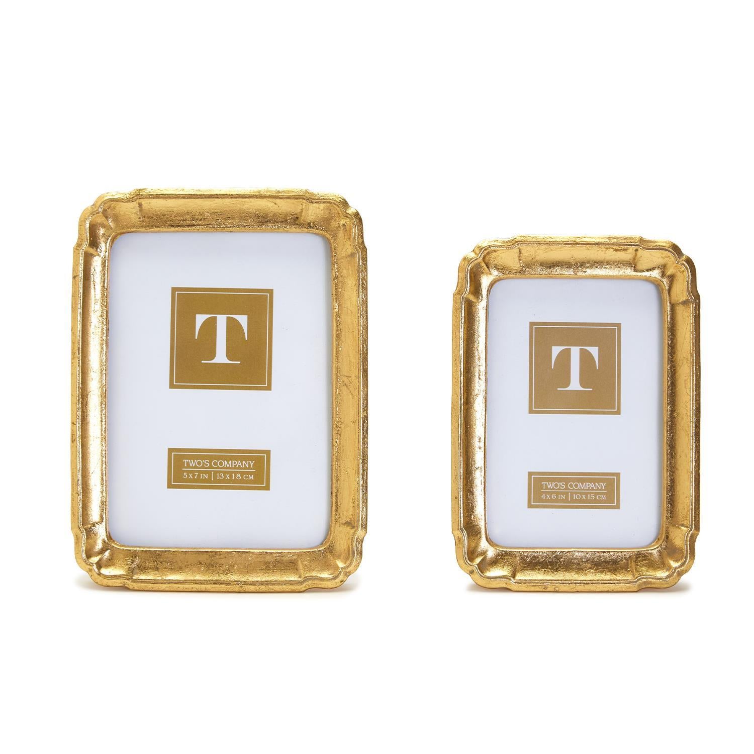 Rounded Gold Leaf Photo Frame, Set of 2