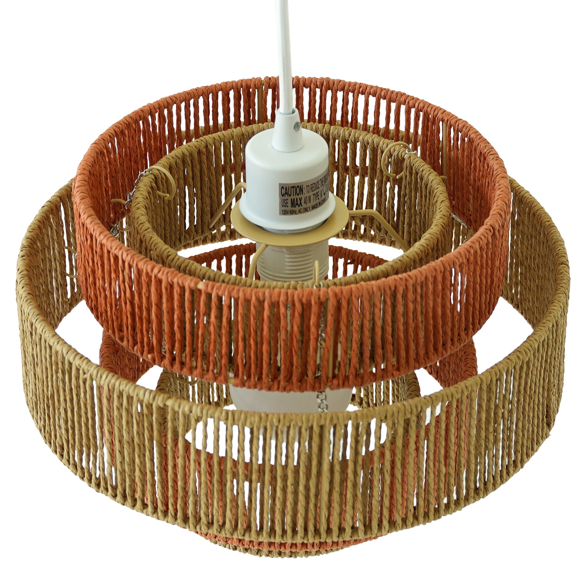 Dorset Pendant Lamp in White and Natural/Terracotta