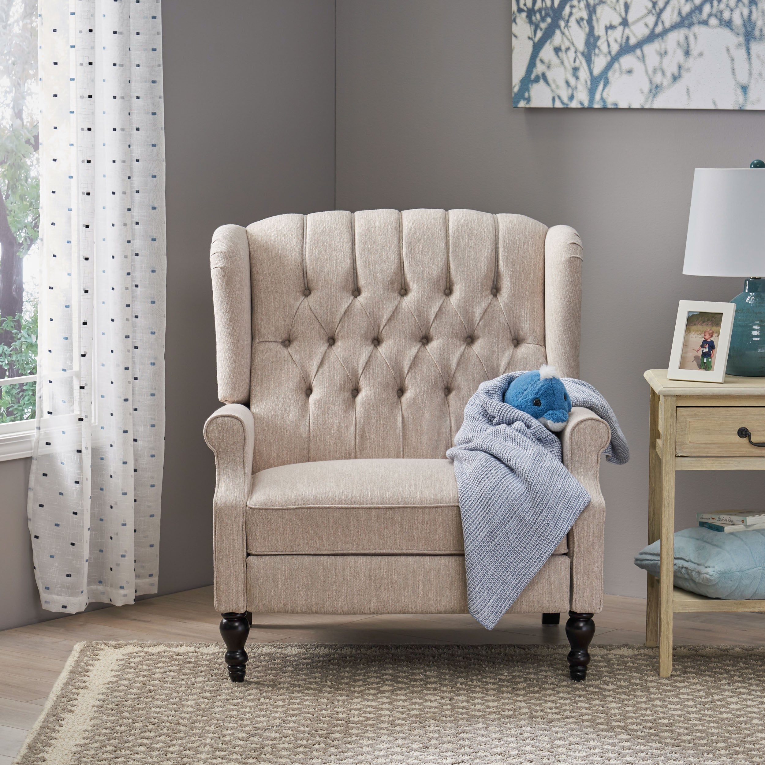 Oversized Wingback Tufted Recliner Accent Chair