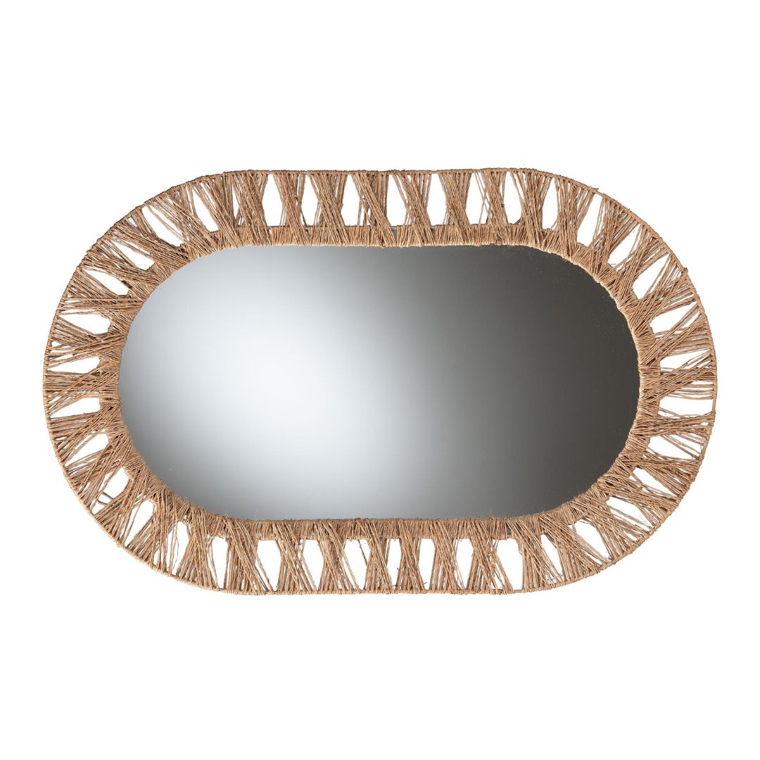 Naomi Metal and Seagrass Accent Wall Mirror