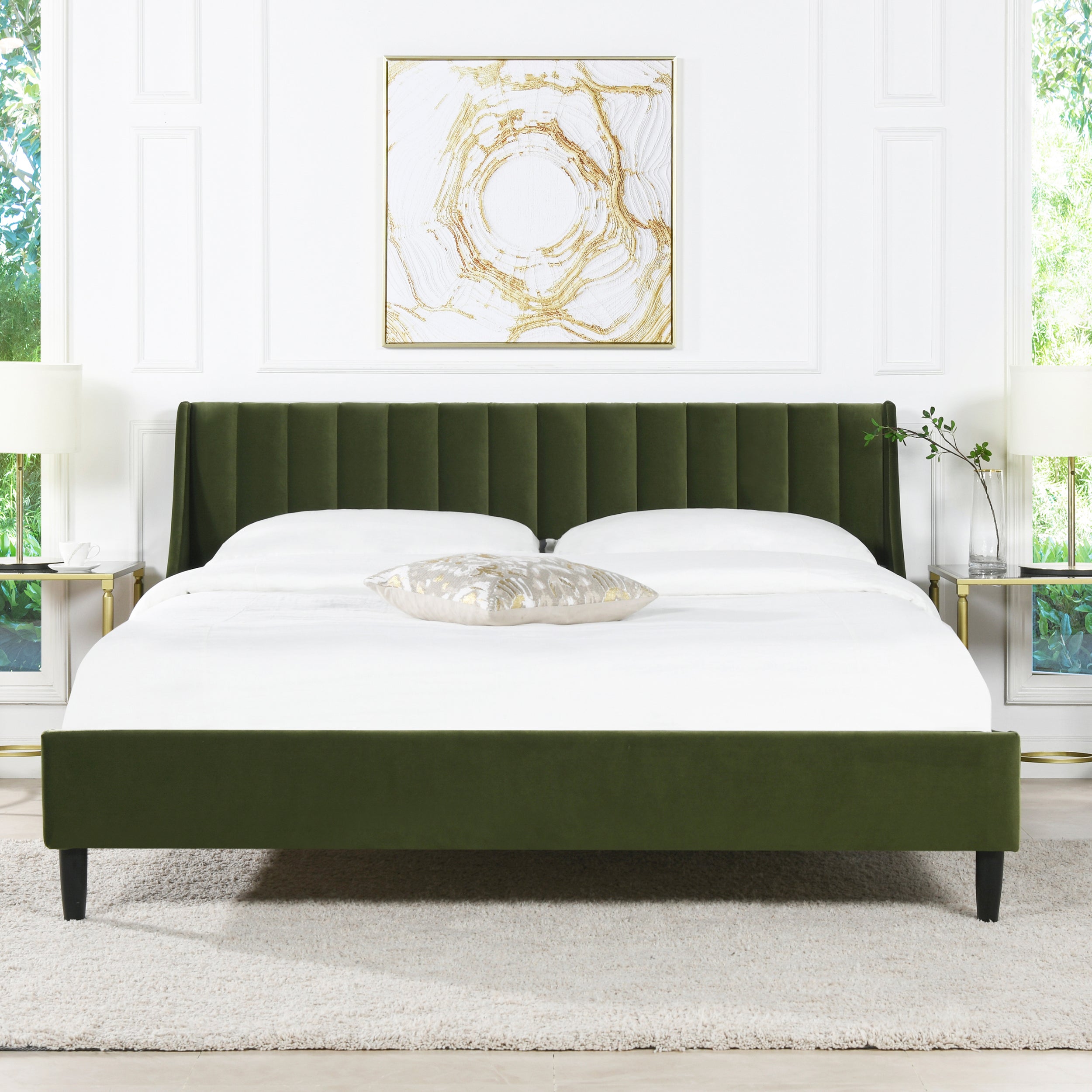 Asphodel Upholstered Platform Bed with Channel Tufted Headboard