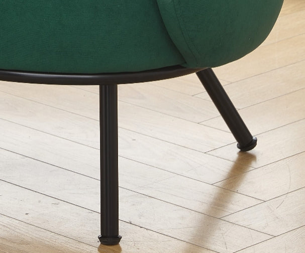 Mid-Century Modern Velvet Accent Chair, Upholstered Barrel Armchair with Metal Legs, Comfy Single Sofa Chair for Living Room Bedroom