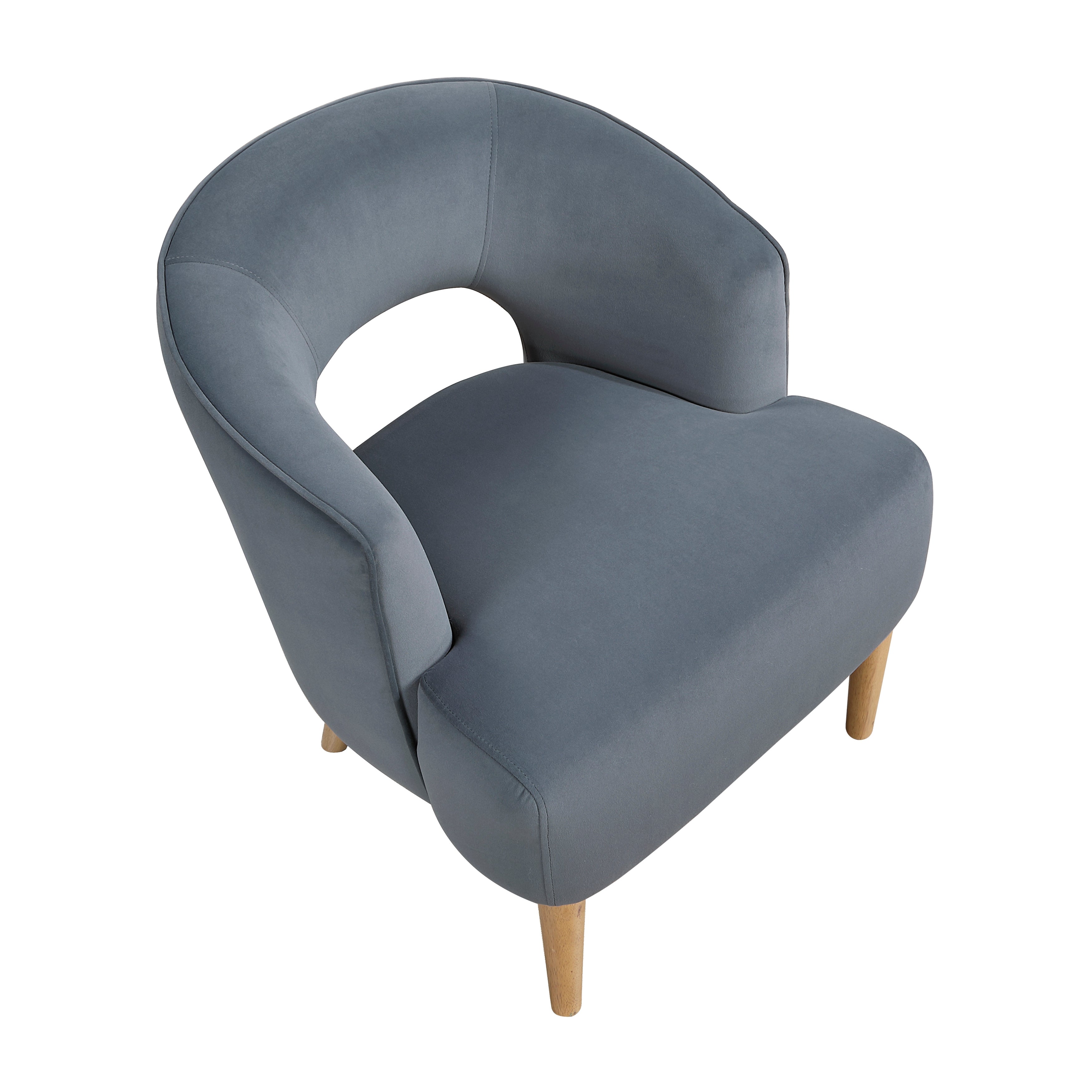 Modern Plush Velvet Open Back Barrel Accent Chair