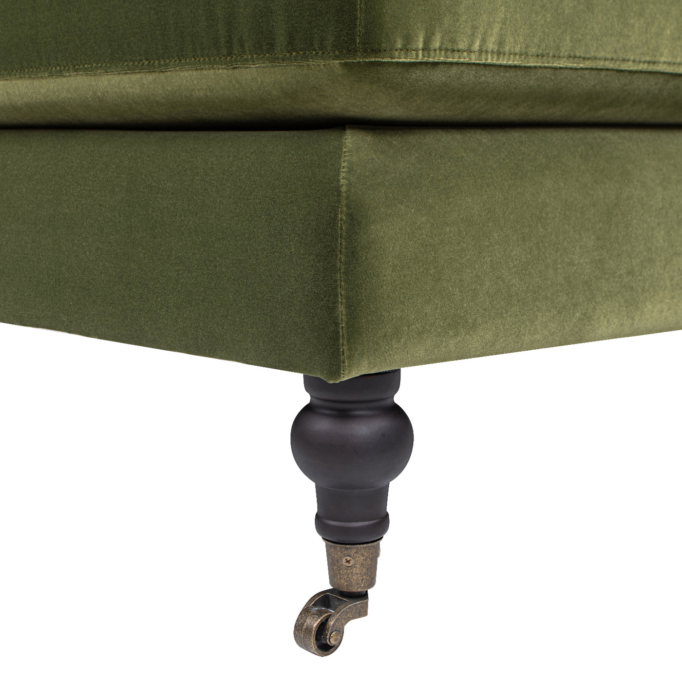 Velvet Chaise Lounge with Metal Caster and Rolled Arms