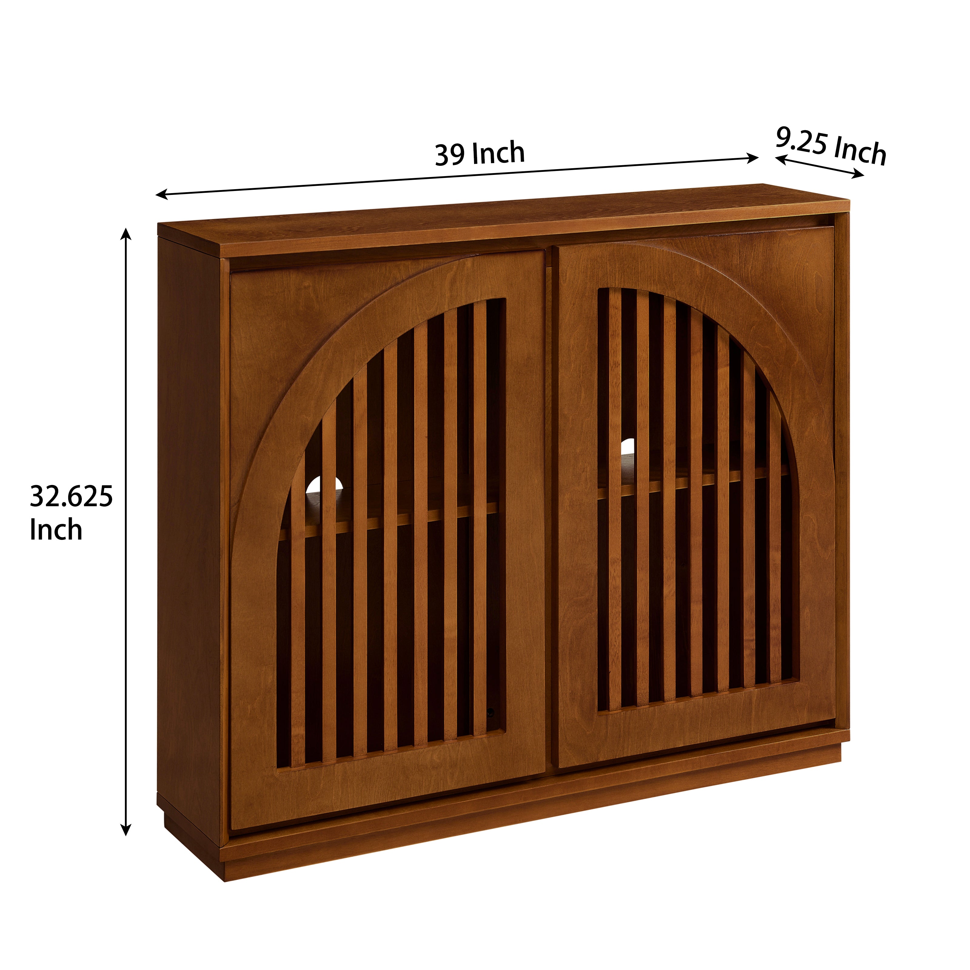 Mid-Century Modern Fluted Narrow Storage Cabinet with 2 Outlet Holes