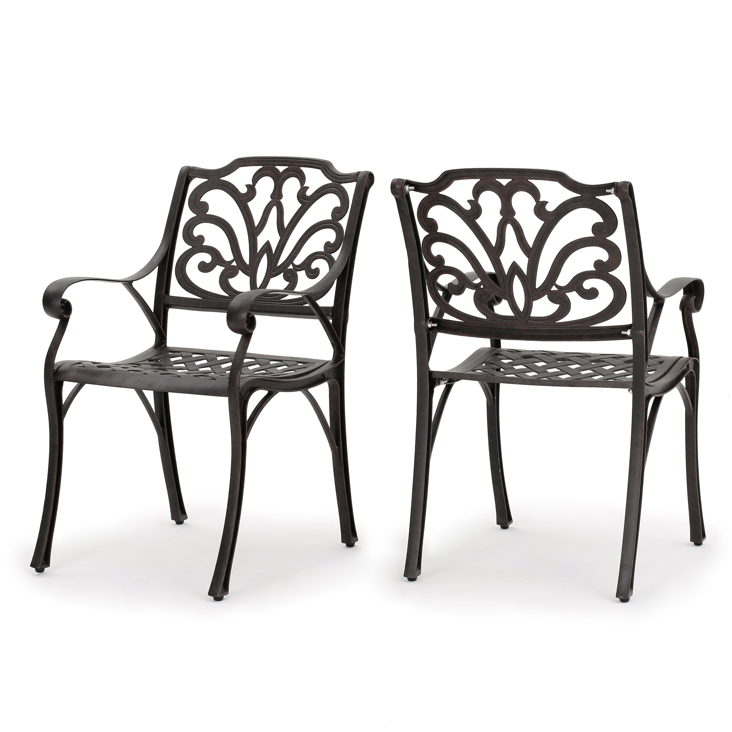 Montego Cast Aluminum Outdoor Dining Chairs in Bronze, Set of 2