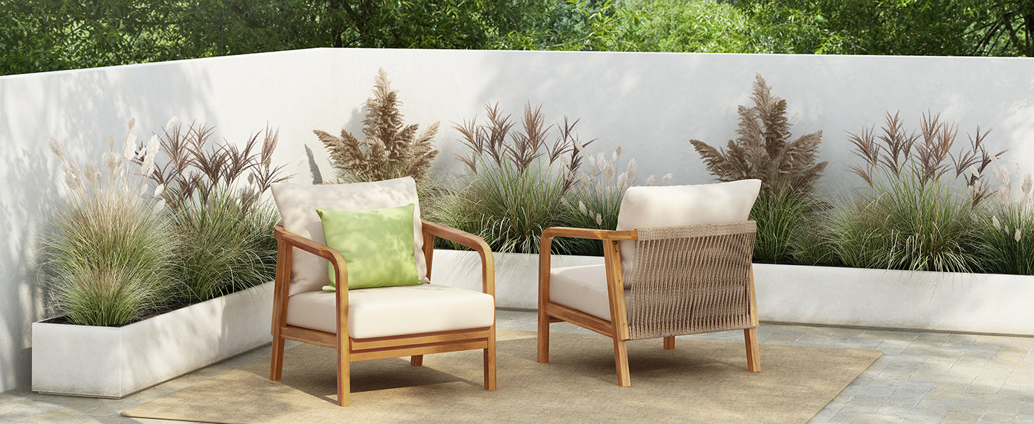 Calder Outdoor Lounge Chair with Woven Backrest