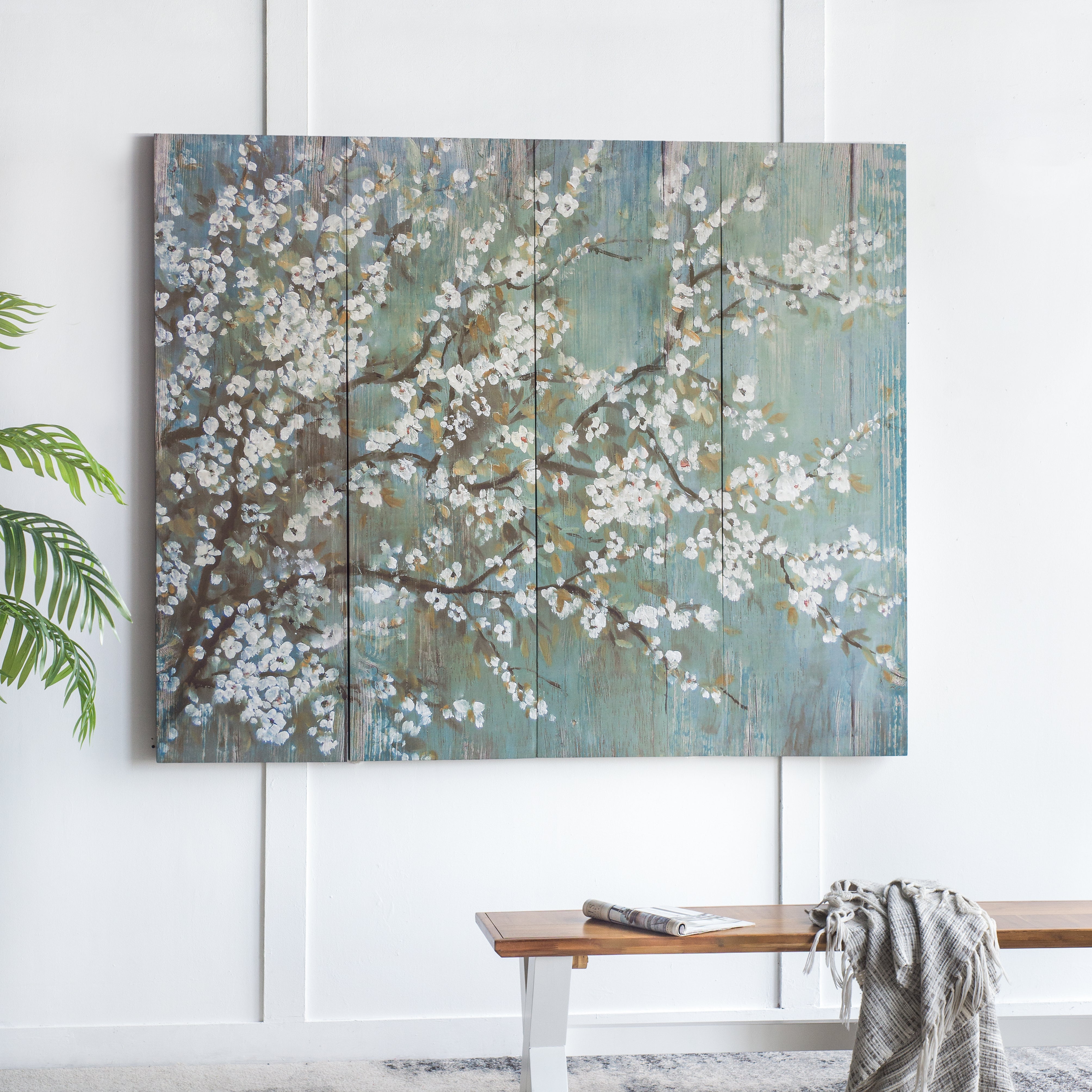 4-Piece Canvas Wall Art with Cherry Blossom Print Pattern