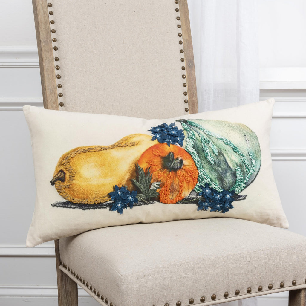 Screen Print And Embroidery Cotton Gourd Still Life Pillow Cover