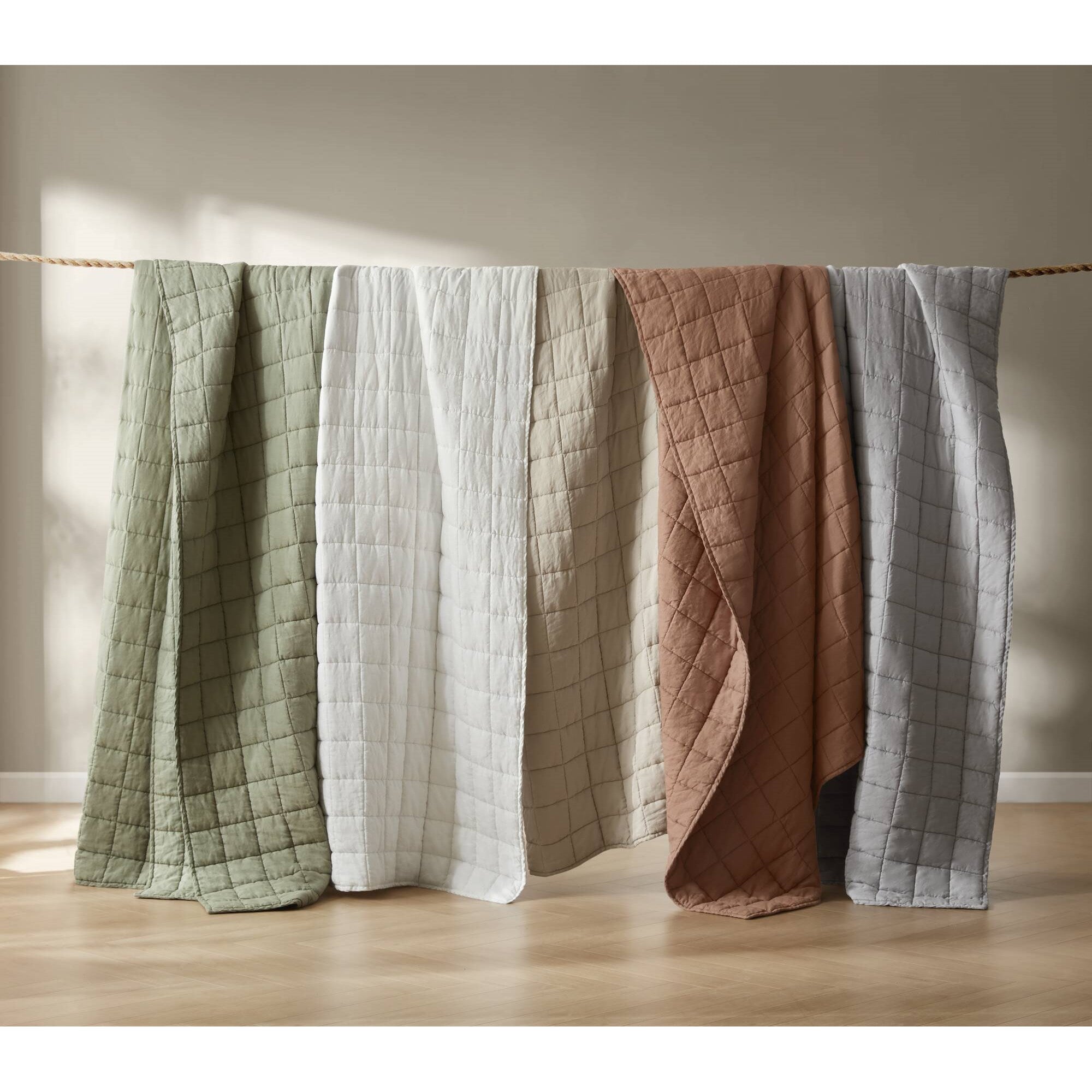 3 Piece Garment Washed French Linen Quilt Set