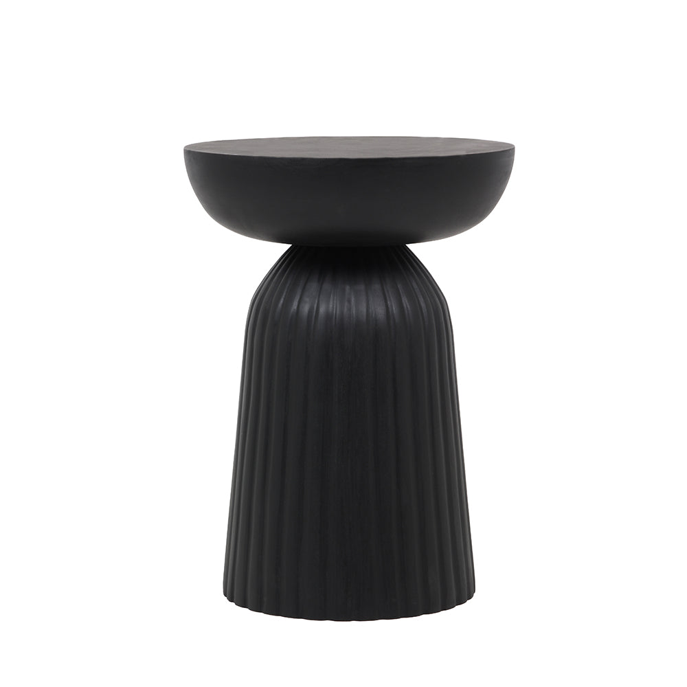 Handcrafted Wooden Accent Table in Black, 18 in