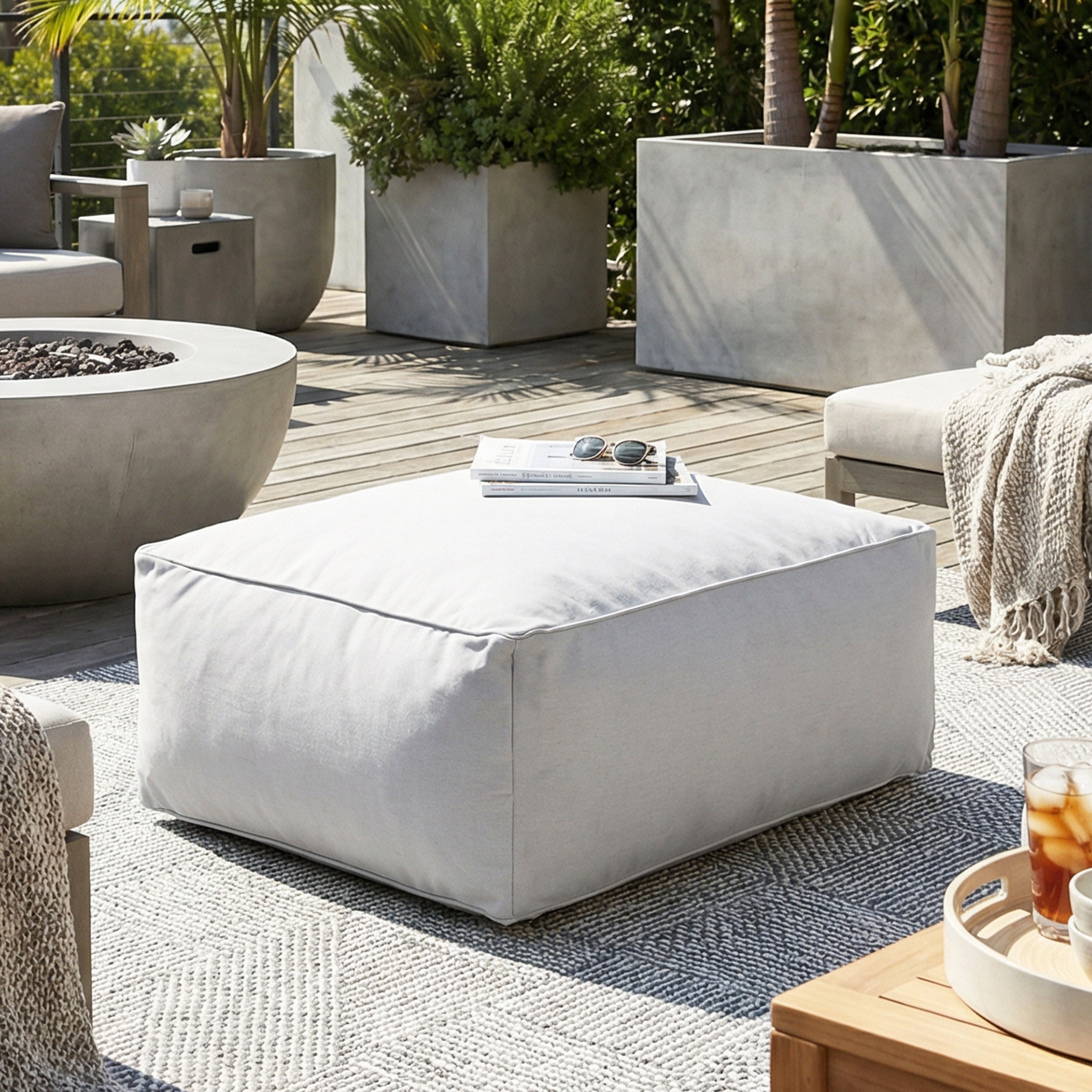 Nerissa Outdoor Patio Bean Bag Sofa Ottoman