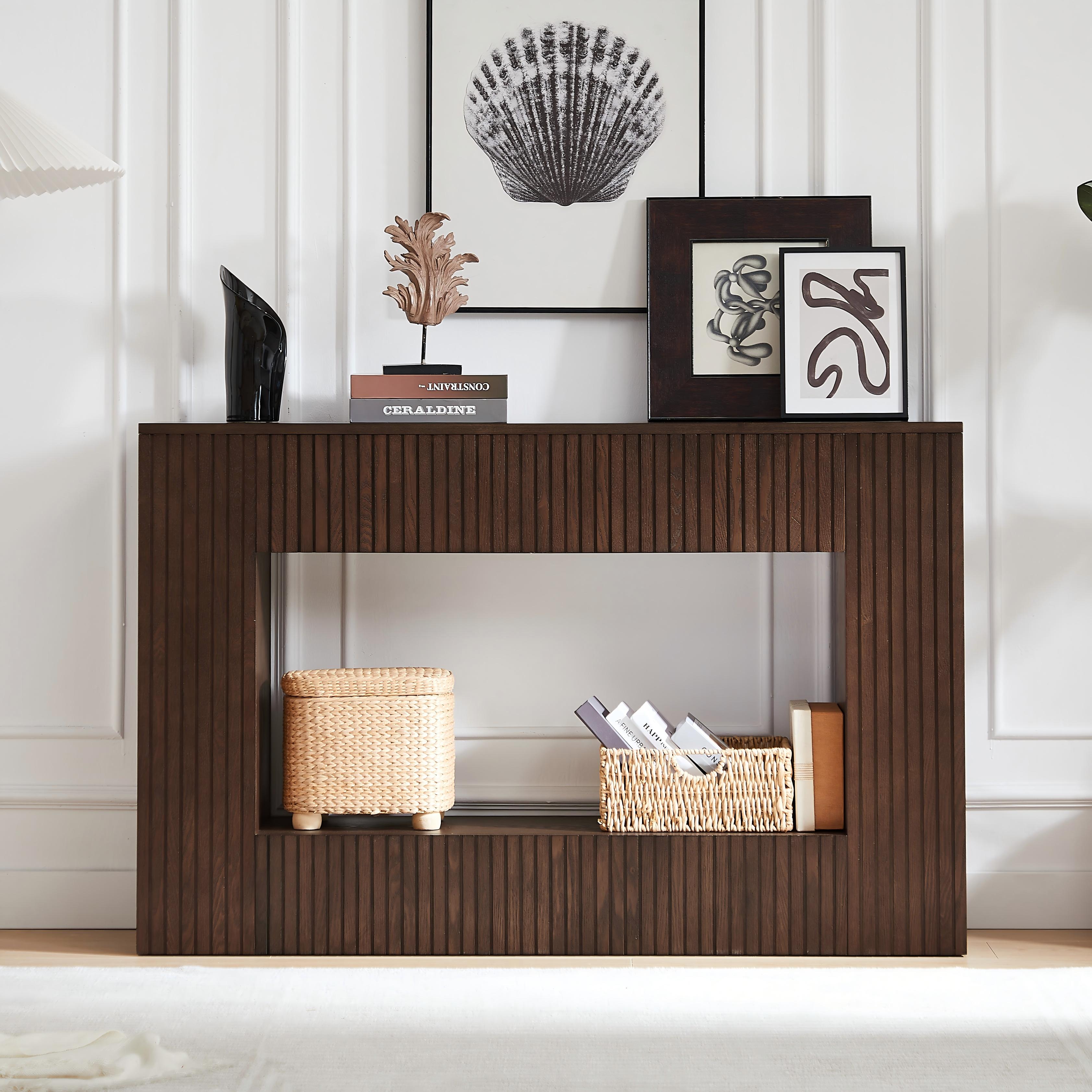 55" Modern Fluted Console Table