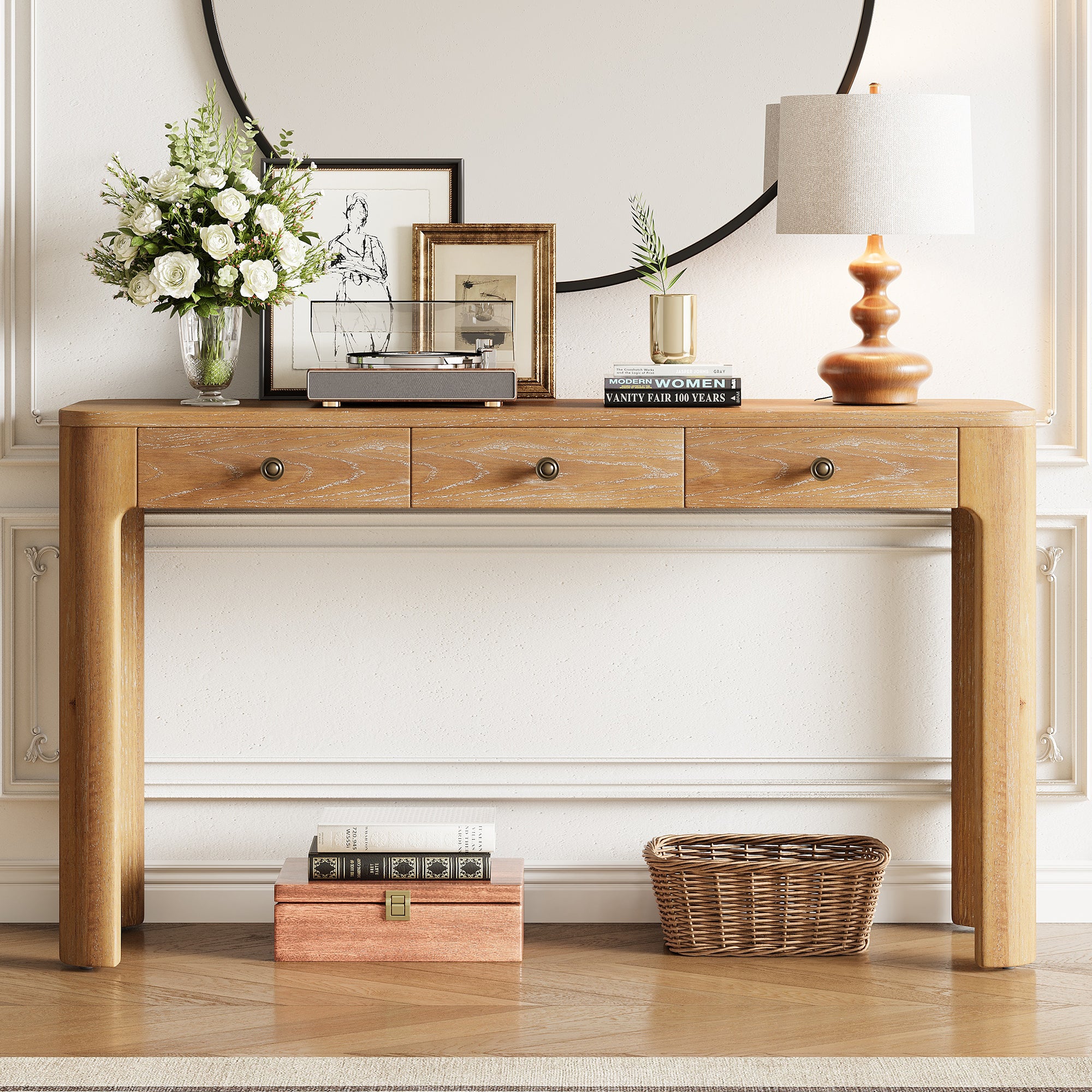Rustic Console Table with Curved Corners
