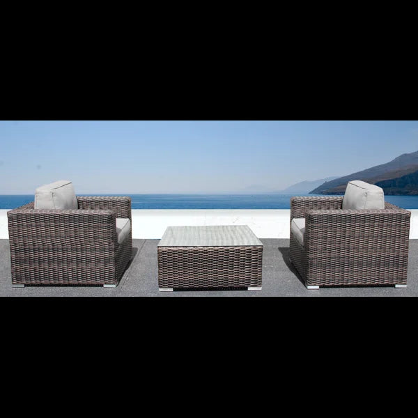 Modern All-Weather Wicker Outdoor Accent Chairs, 3-Piece Set