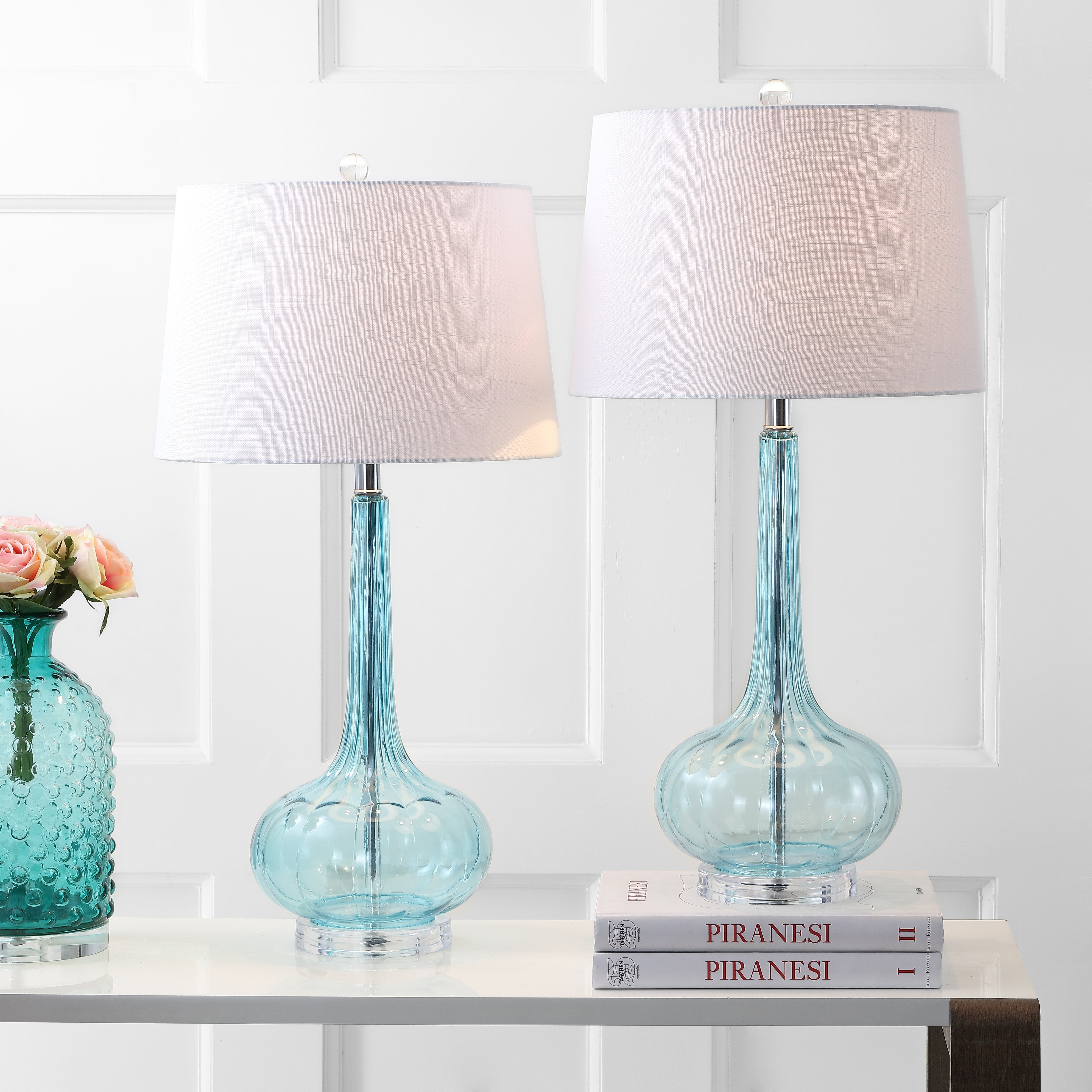 Bette Glass Teardrop LED Table Lamp, Set of 2