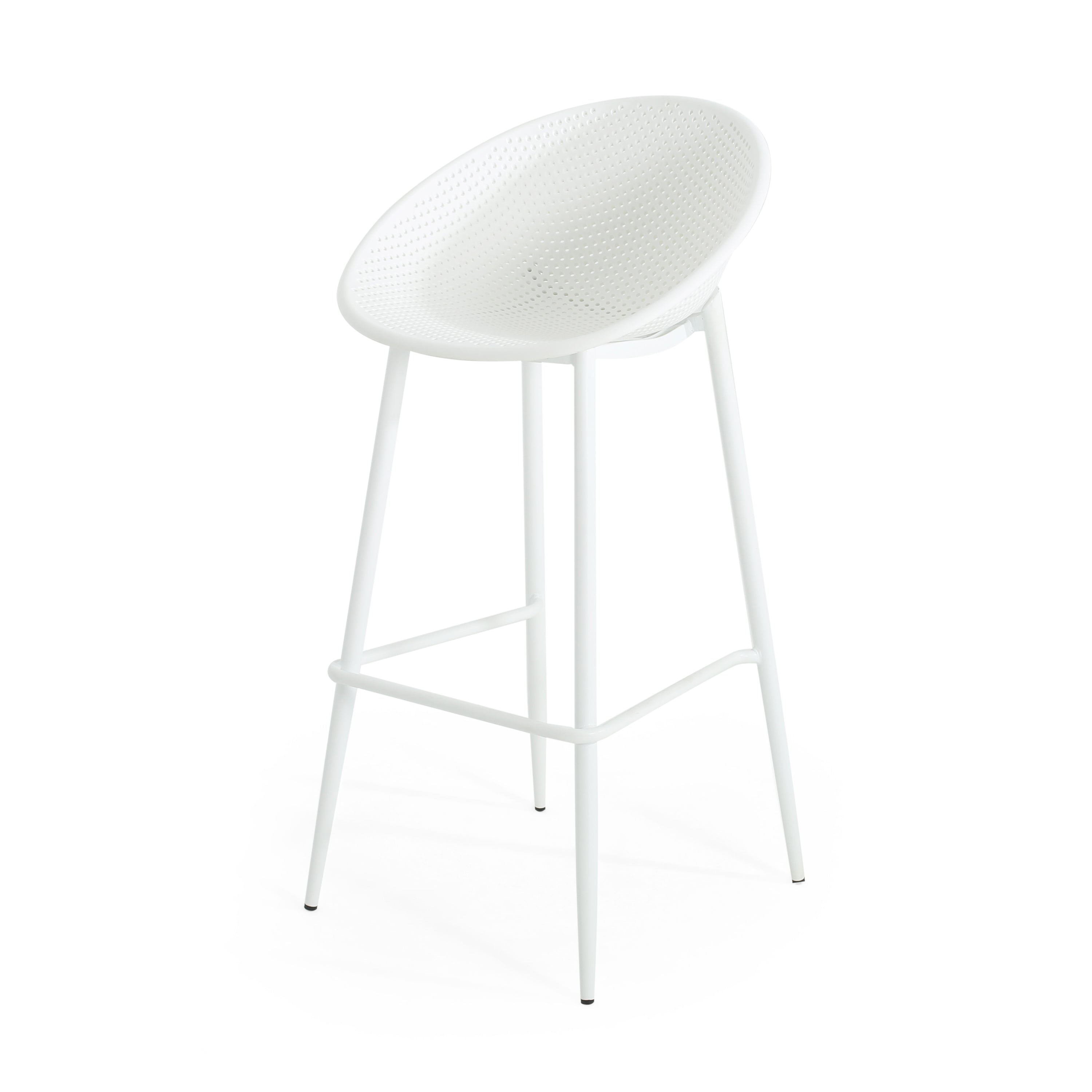 Rhodochrosite Outdoor Bar Stool with Diamond Mesh Pattern and Footrest, Set of 2