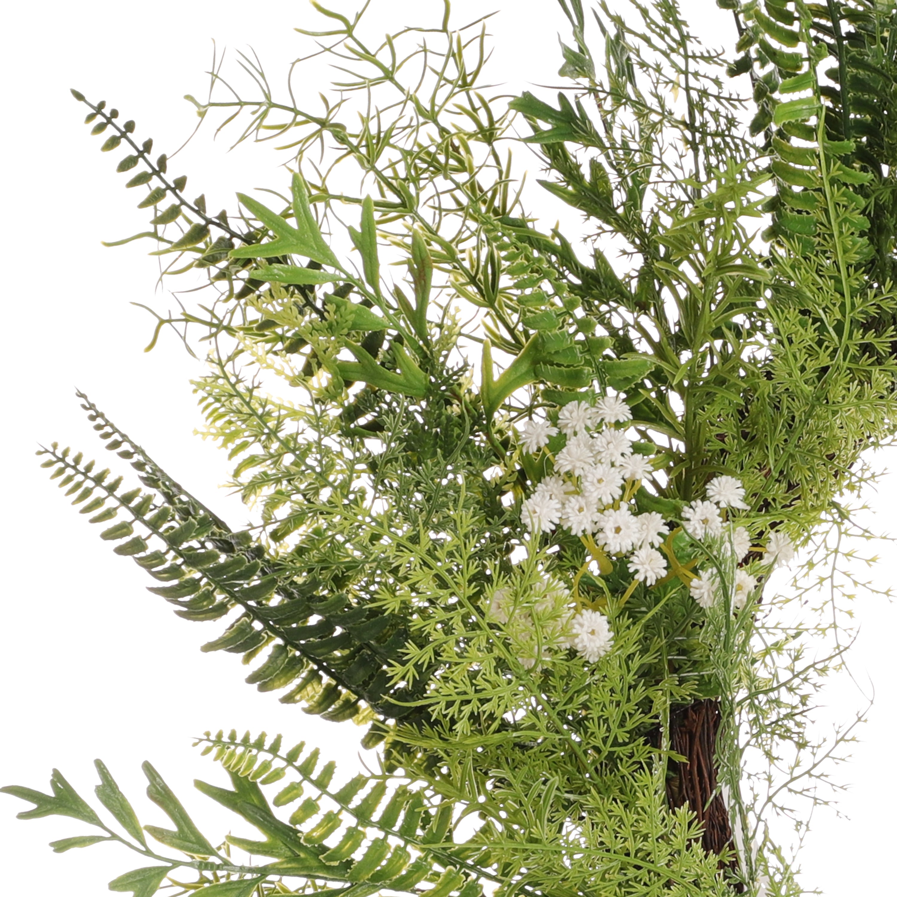 24" Artificial Babysbreath Floral Spring Wreath With Green Leaves