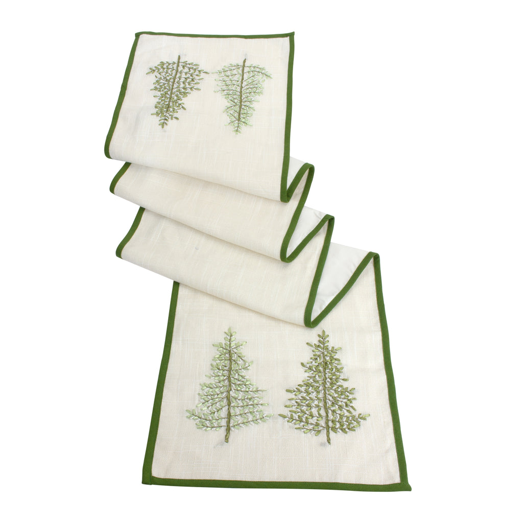Embroidered Pine Tree Table Runner 72"