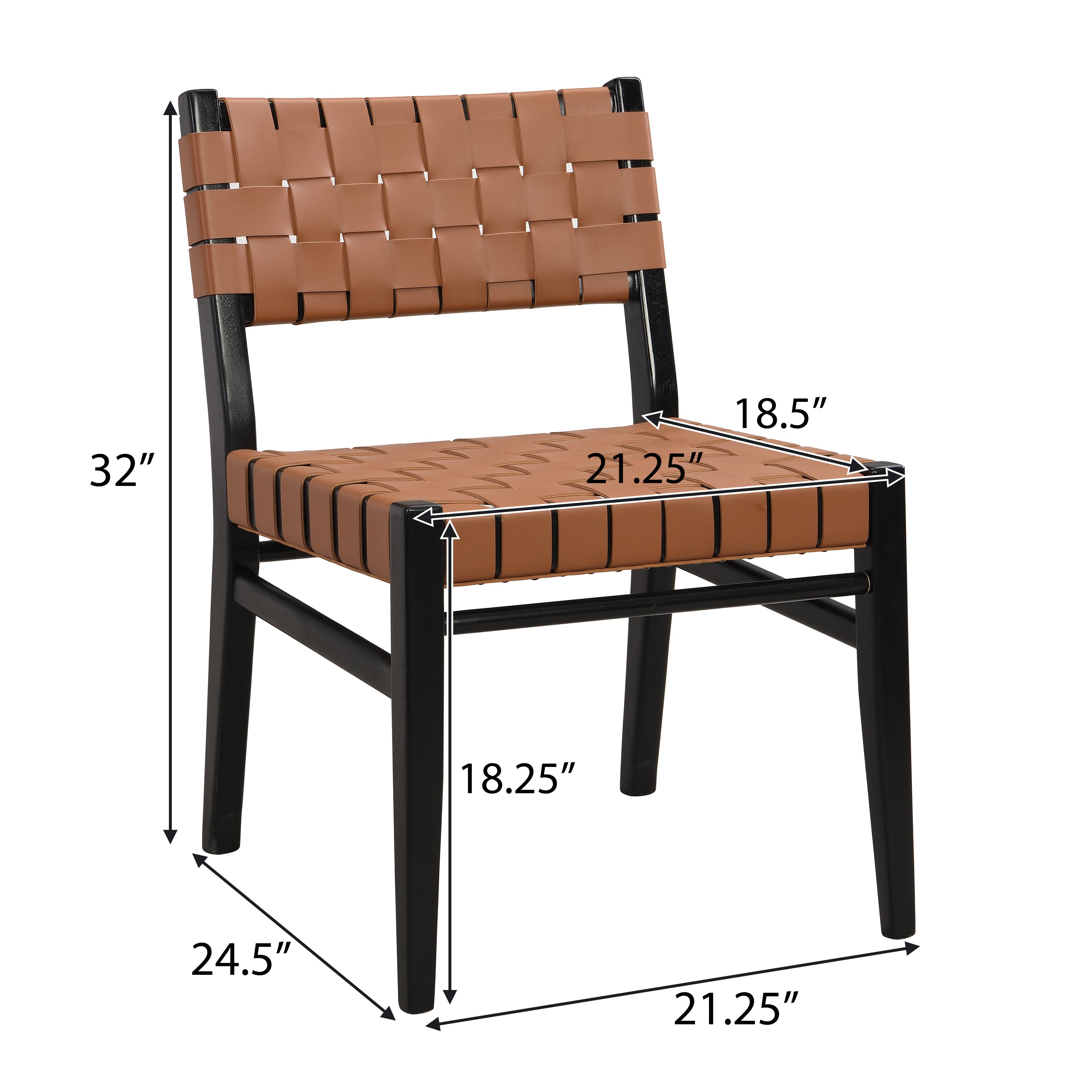 Woven Leather-Look Dining Chair, Set of 2