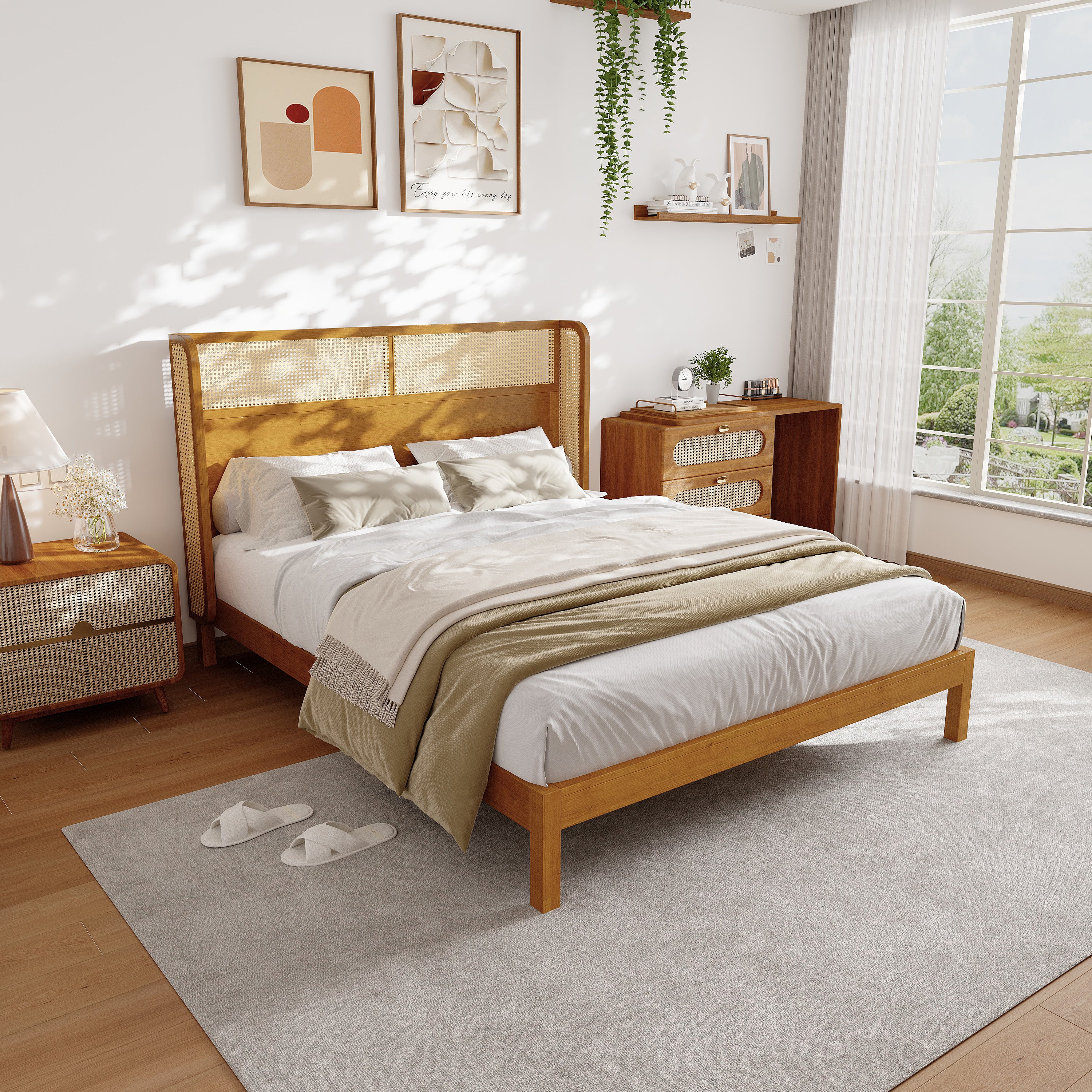 Premium Rubber Wood Platform Bed Frame