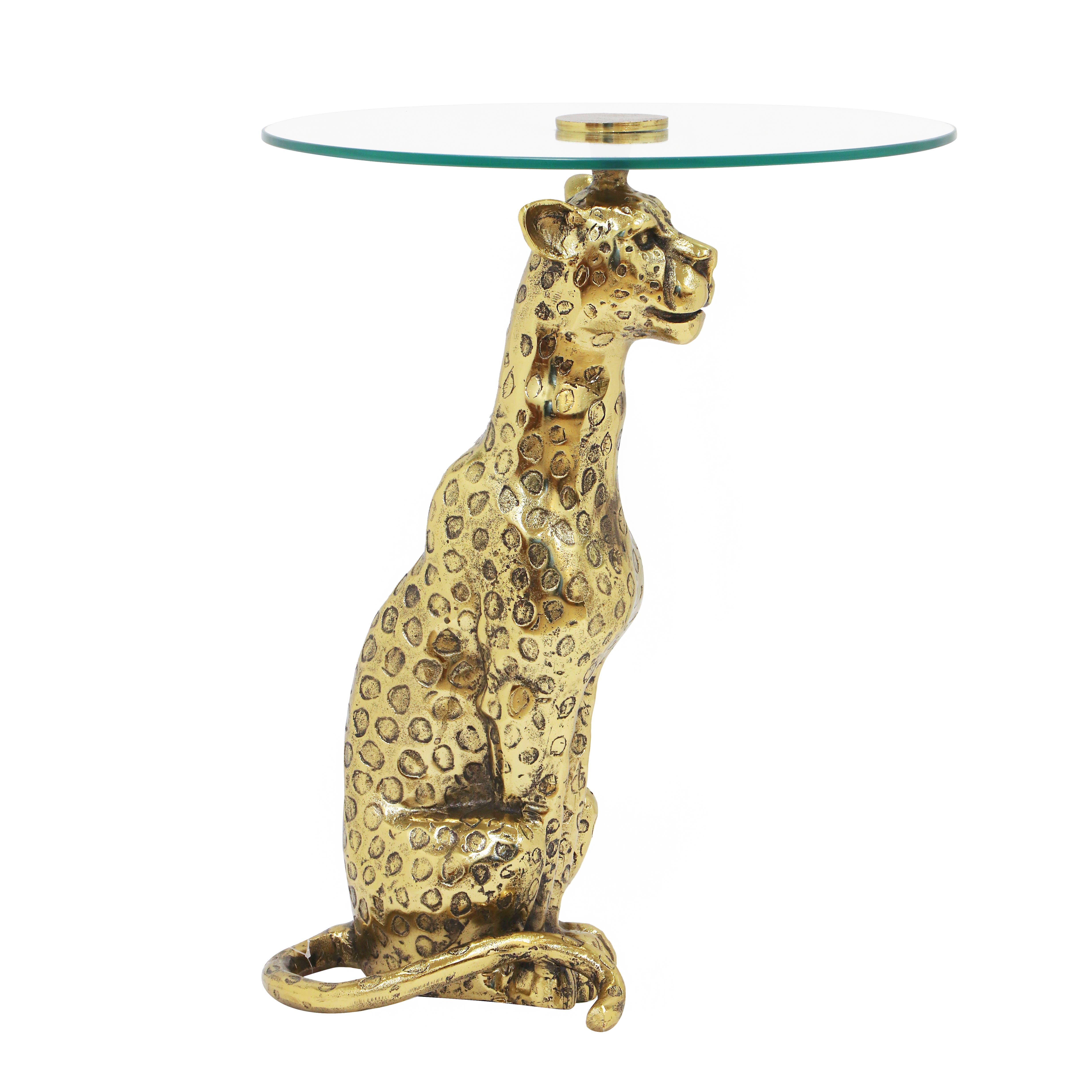 Cheetah Side Table with Glass Top