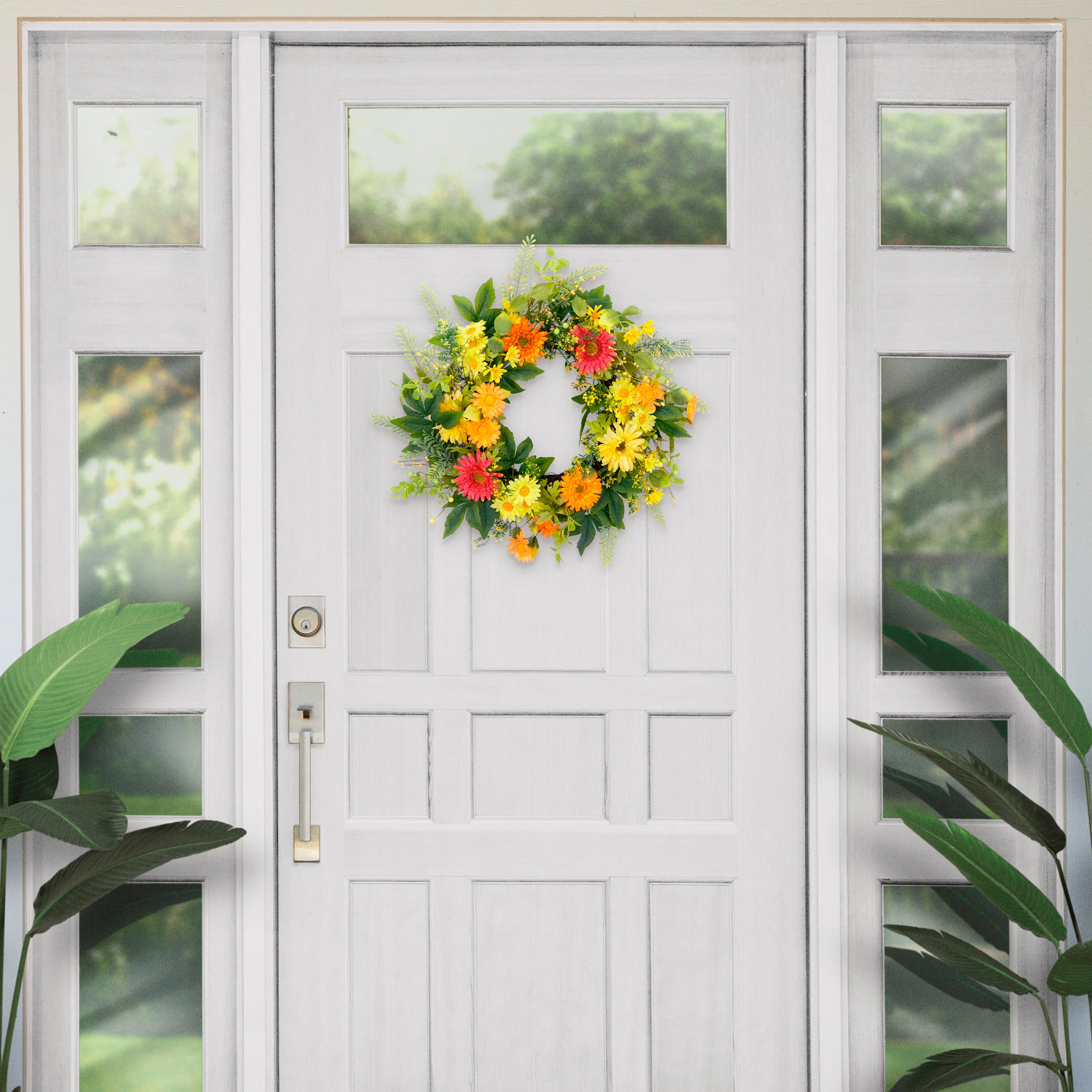 24" Artificial Chrysanthemum Floral Spring Door Wreath