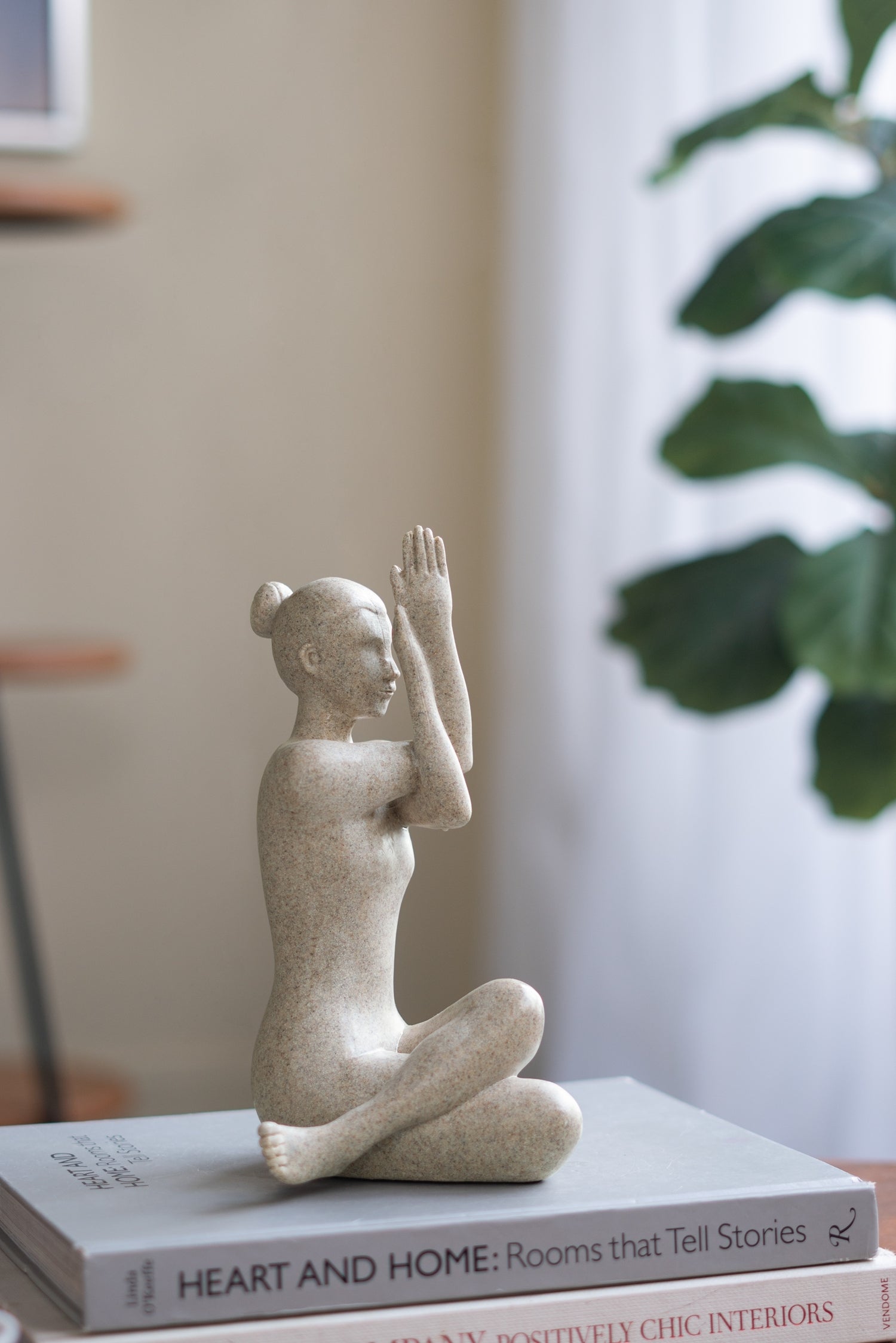 Beige Yoga Figurine in Anjali Mudra Pose