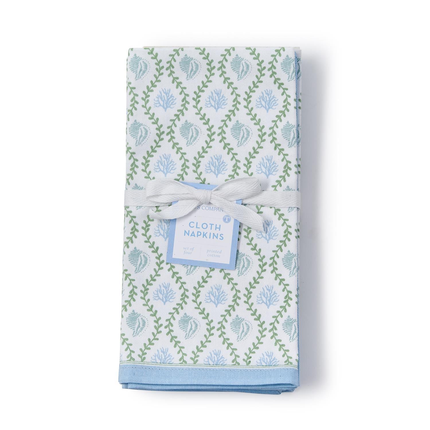 Coral Reef Block Print Cloth Napkins, Set of 4