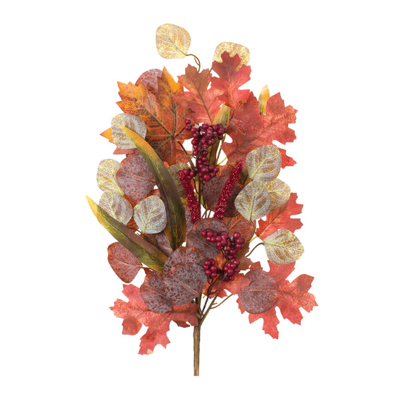 Mixed-Fall-Foliage-Leaf-Stem-(set-of-2)-Orange-Faux-Florals