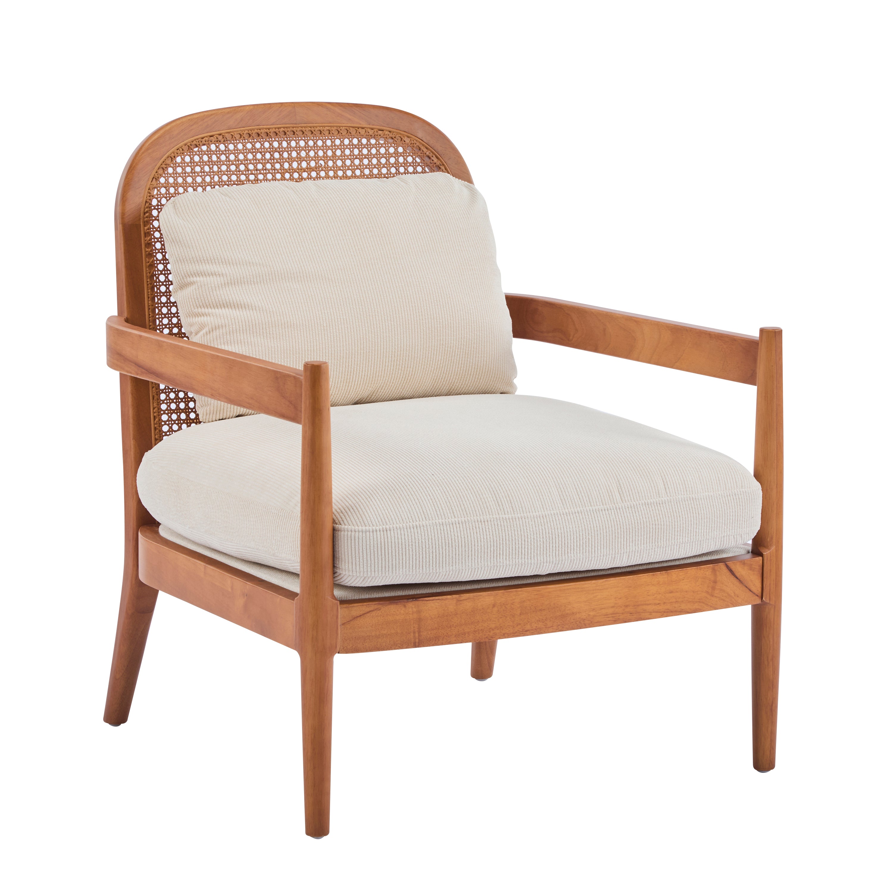 Elliston Solid Wood and Rattan Accent Chair with Cushions, Set of 2