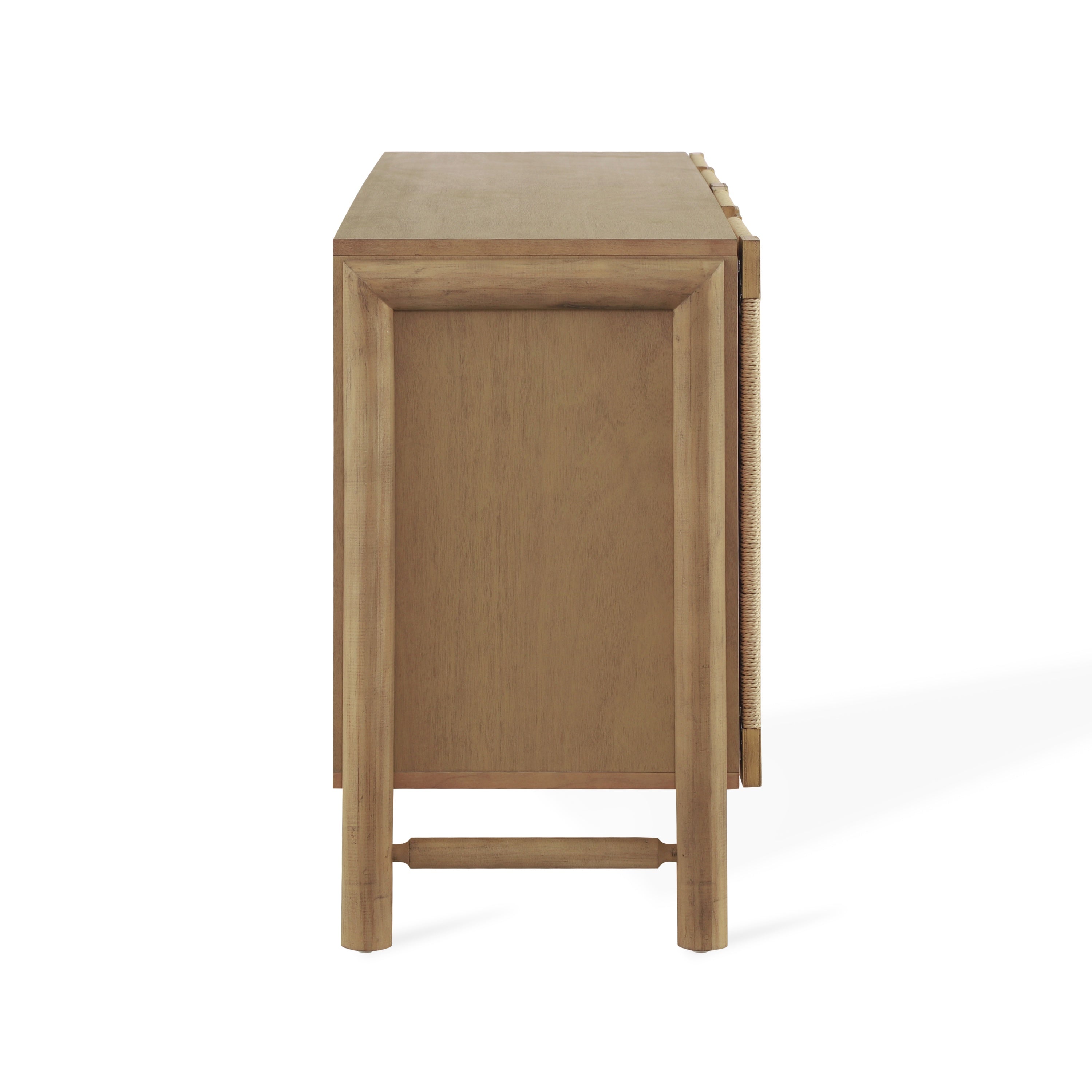 Natural Farmhouse Cabinet with Handwoven Paper Rope Doors, Solid Wood Legs and Natural Finish, for Hallway, Entryway or Living Room